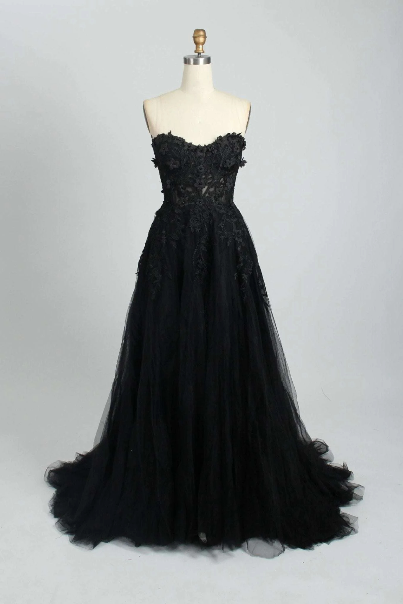 Black YLONA Corset Top Tulle Dress - Image 4