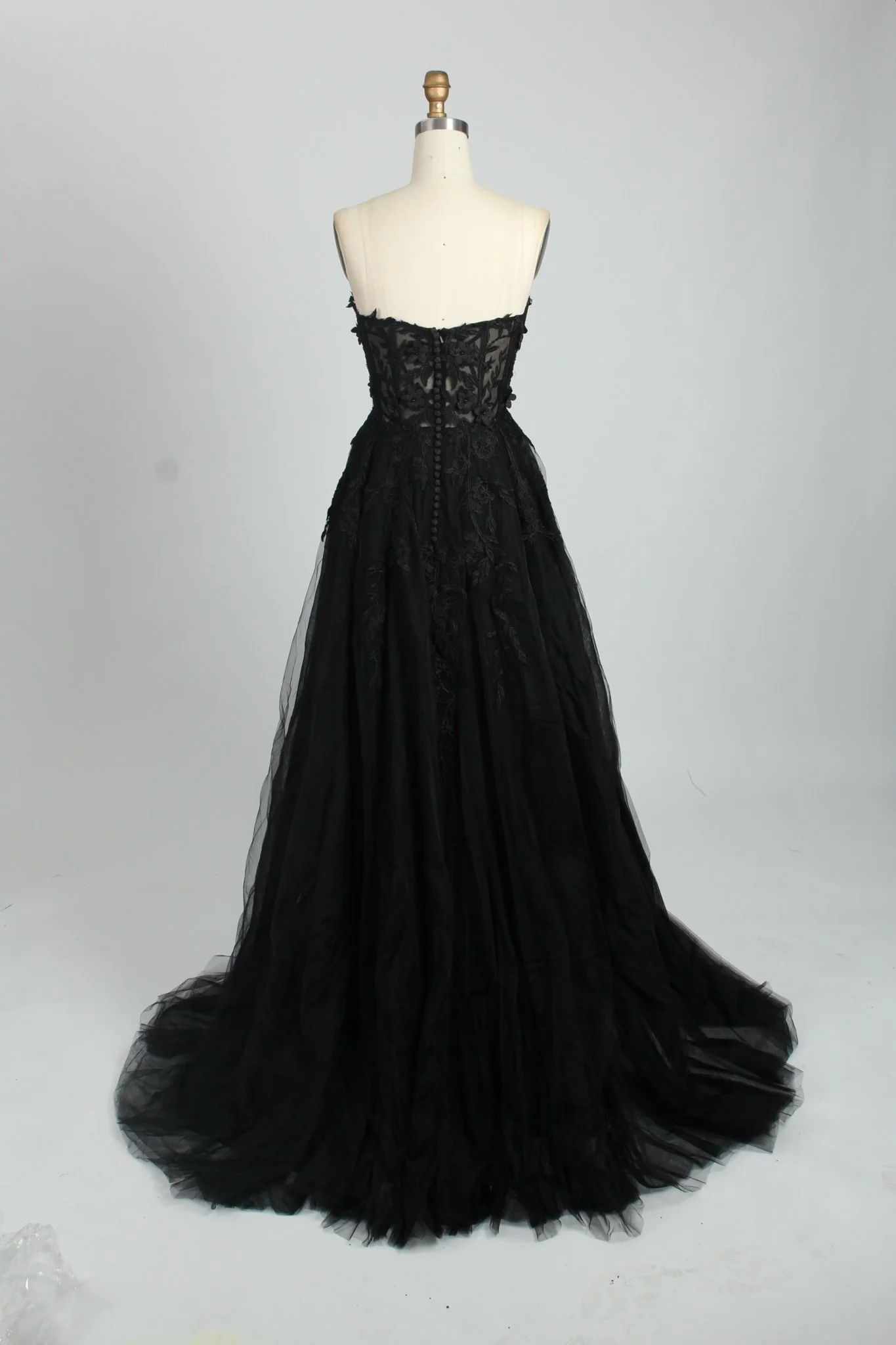 Black YLONA Corset Top Tulle Dress - Image 5