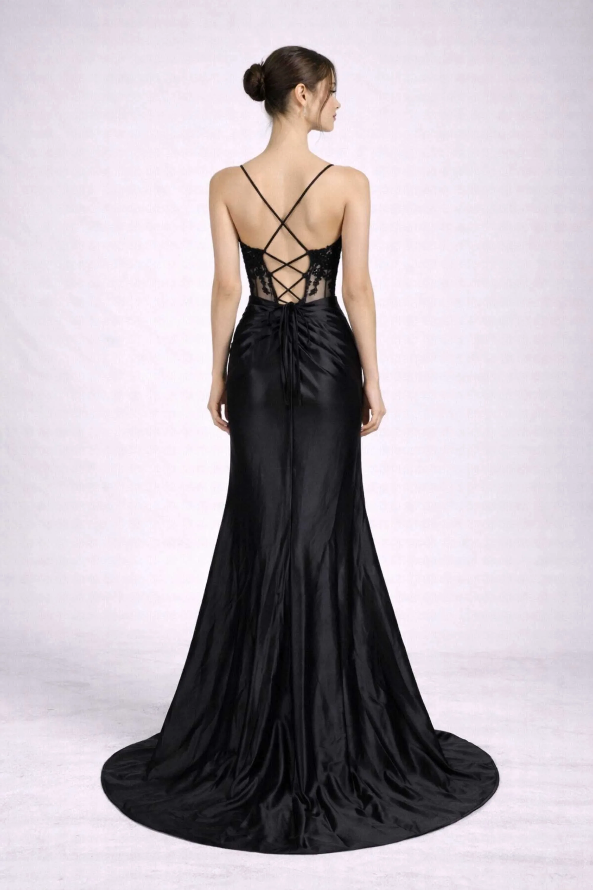Blake Black Corset Satin Prom Dress by Jessica Stuart - Image 3