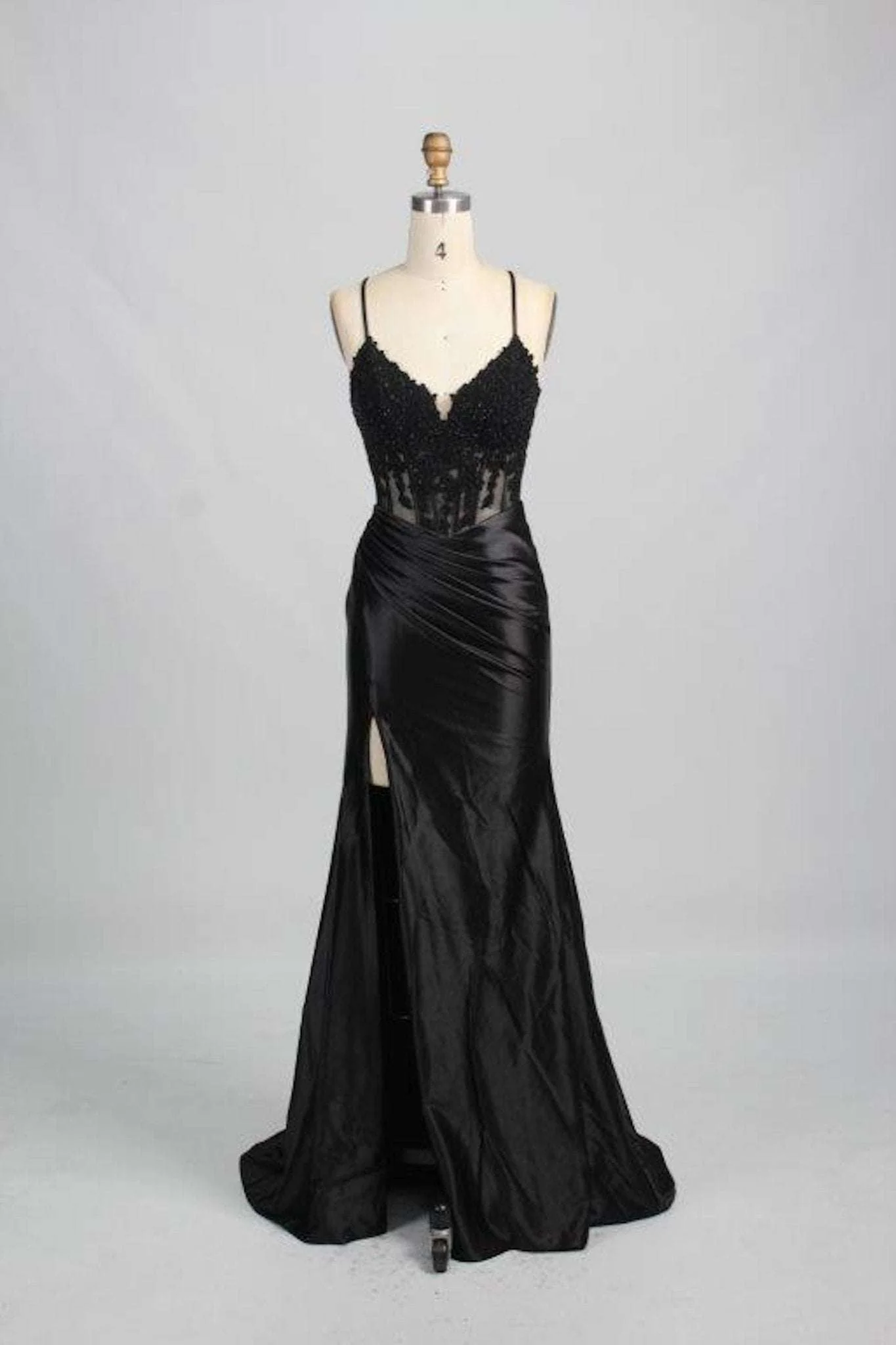 Blake Black Corset Satin Prom Dress by Jessica Stuart - Image 4