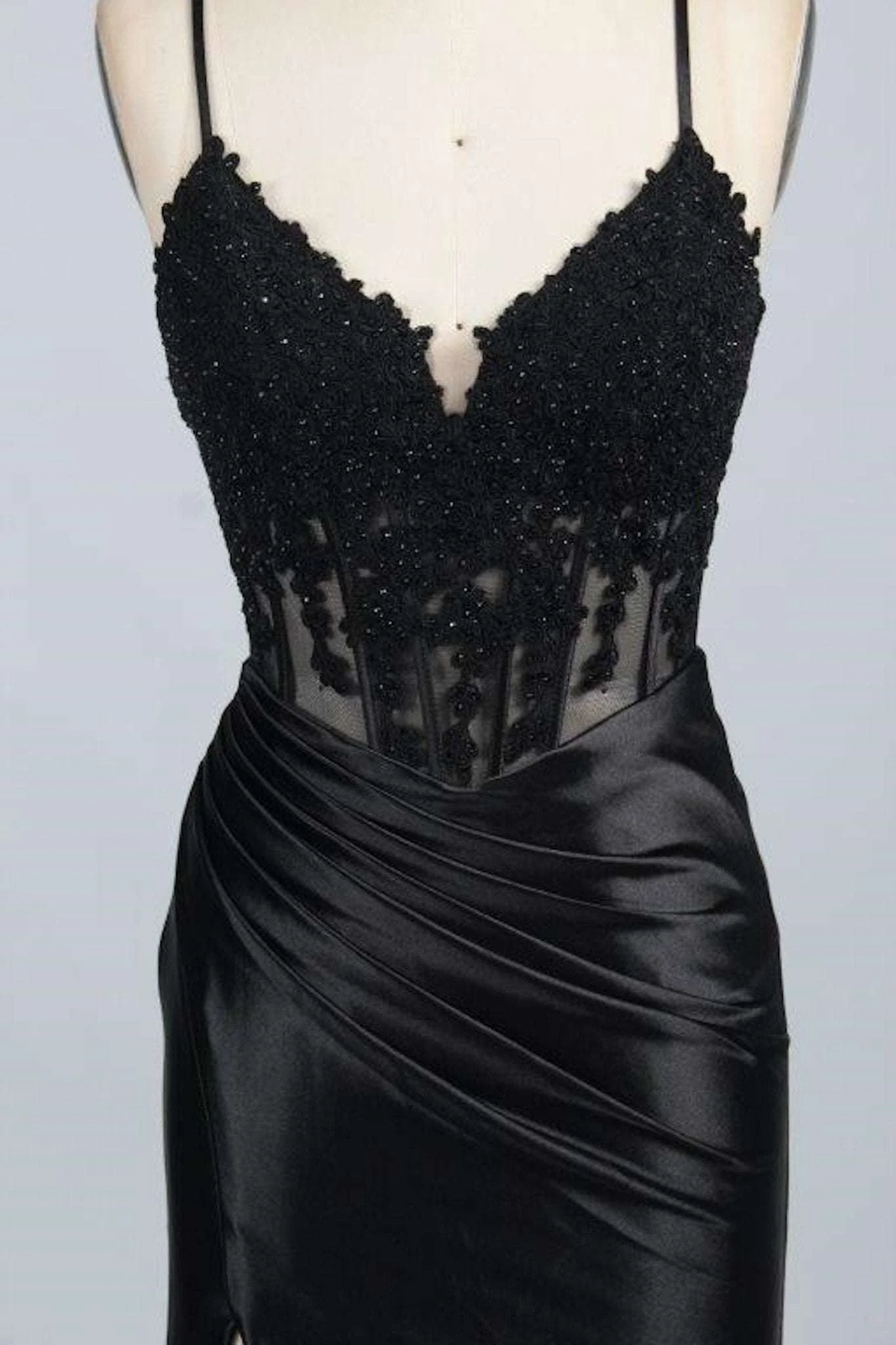 Blake Black Corset Satin Prom Dress by Jessica Stuart - Image 5