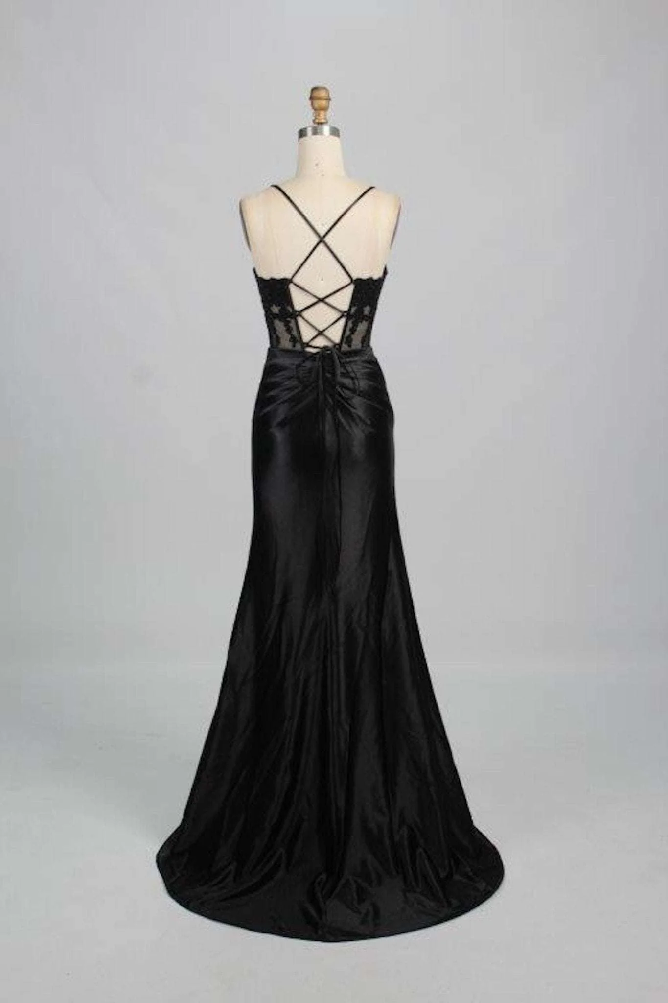 Blake Black Corset Satin Prom Dress by Jessica Stuart - Image 6