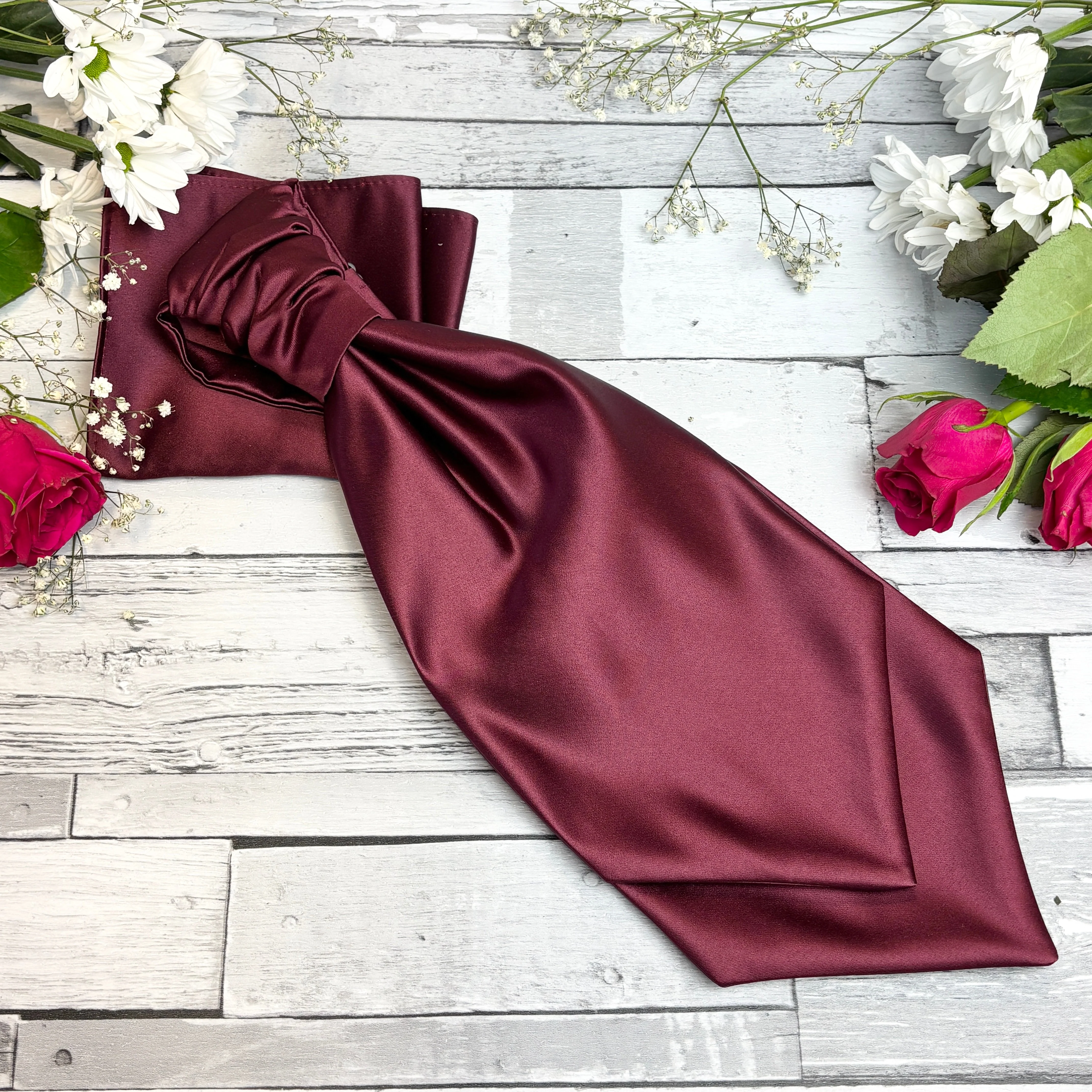 Burgundy Wedding Cravat - Image 2