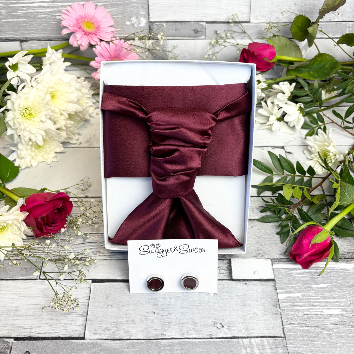 Burgundy Wedding Cravat - Image 3