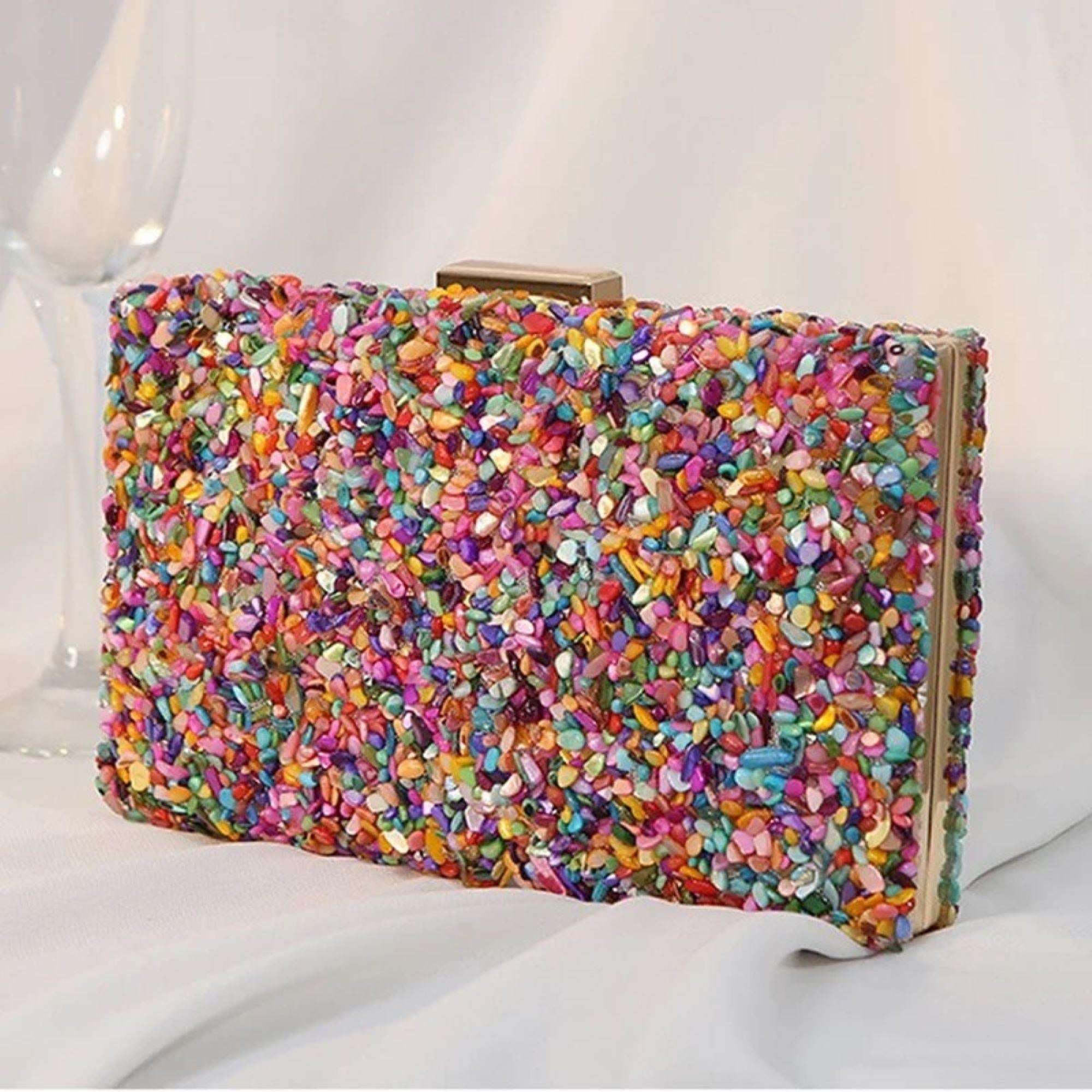 Hundreds & Thousands Multi Colour Stone Evening Bag - Image 3