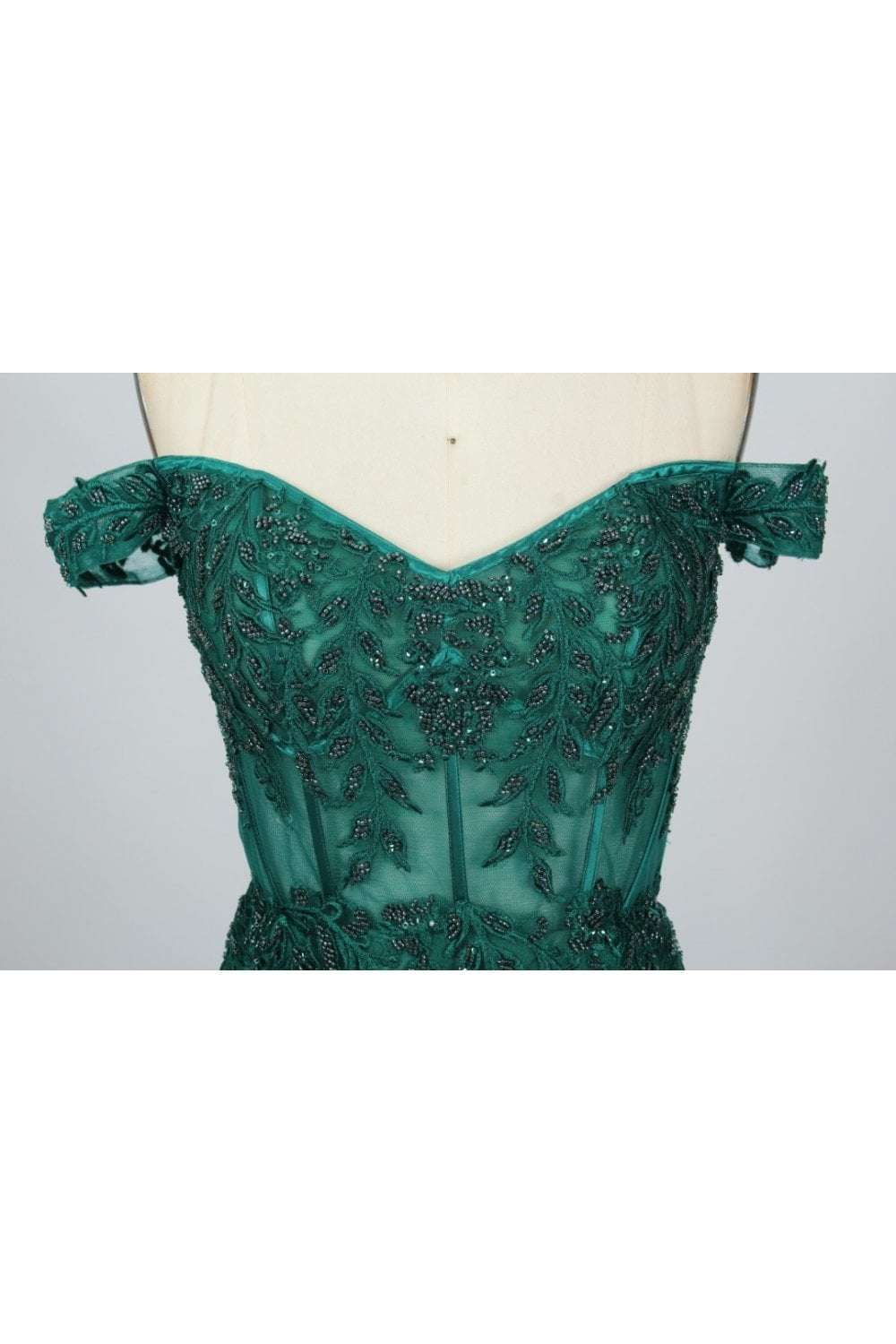 SADIE - Emerald Off-shoulder Corset Dress - Image 3