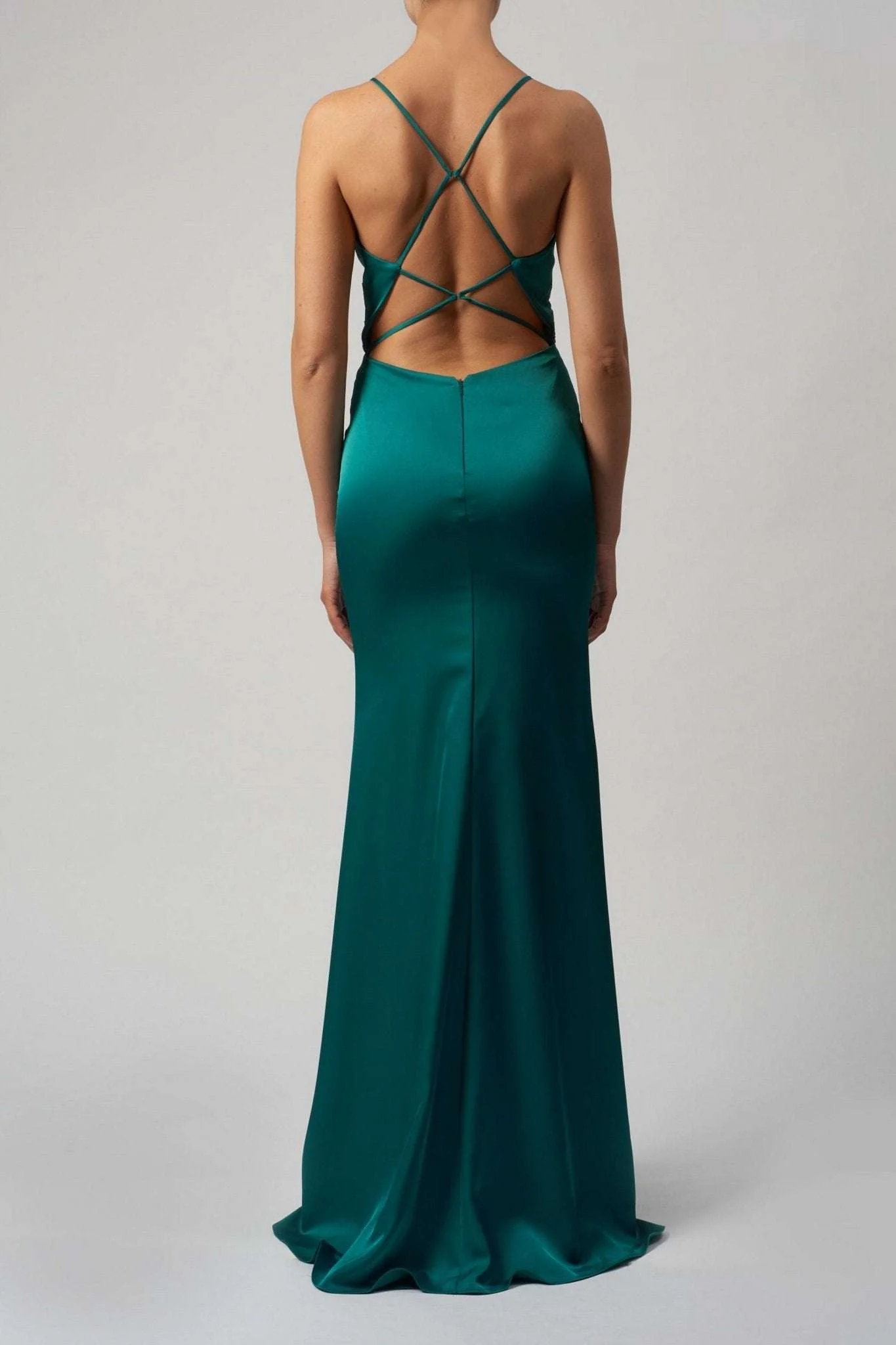 Black Satin Strap Back Dress Mascara MC191014 - Image 3