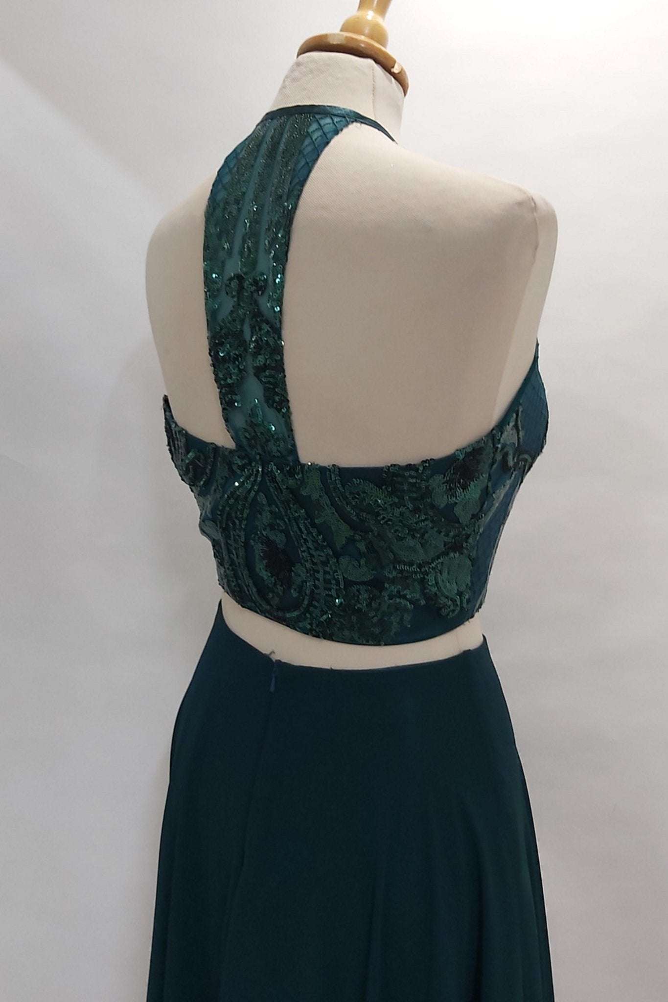 Forest Green 2 piece outfit with sequin top MC186020 - Image 3