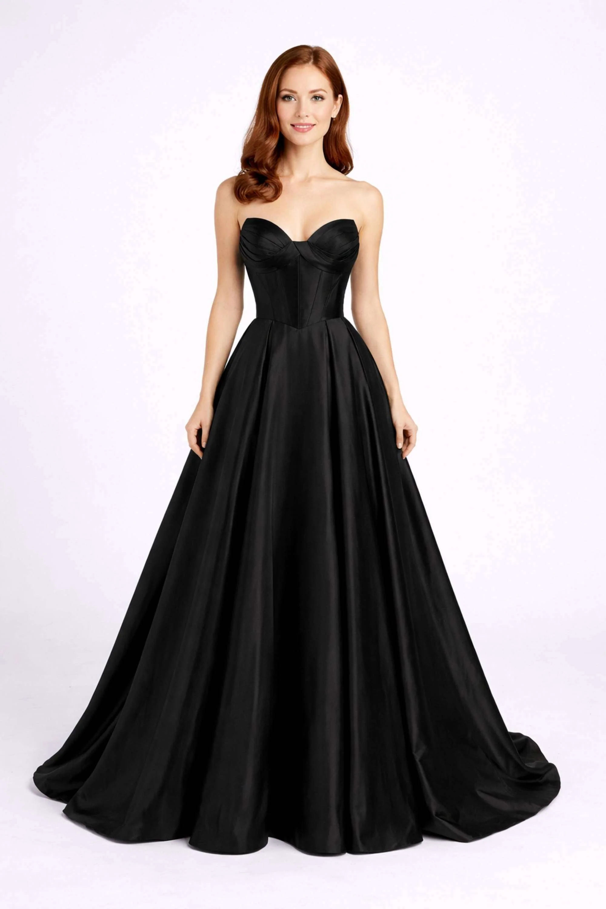Jessica Stuart Black Satin Strapless Phoebe Prom Gown 33313B