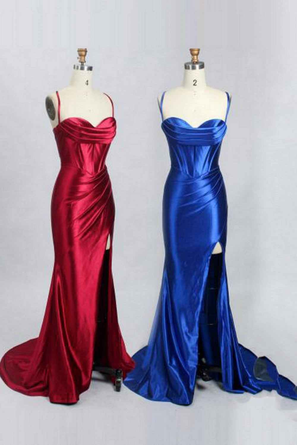 KELLIE Wine Corset Satin Prom Dress - Image 5