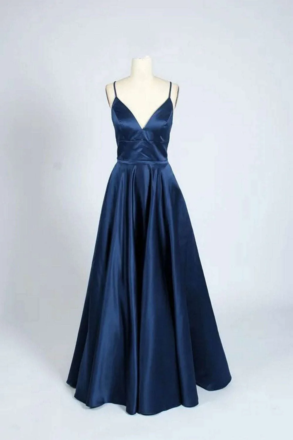 Navy Blue AVA Full skirted open back dress 32636 - Image 4