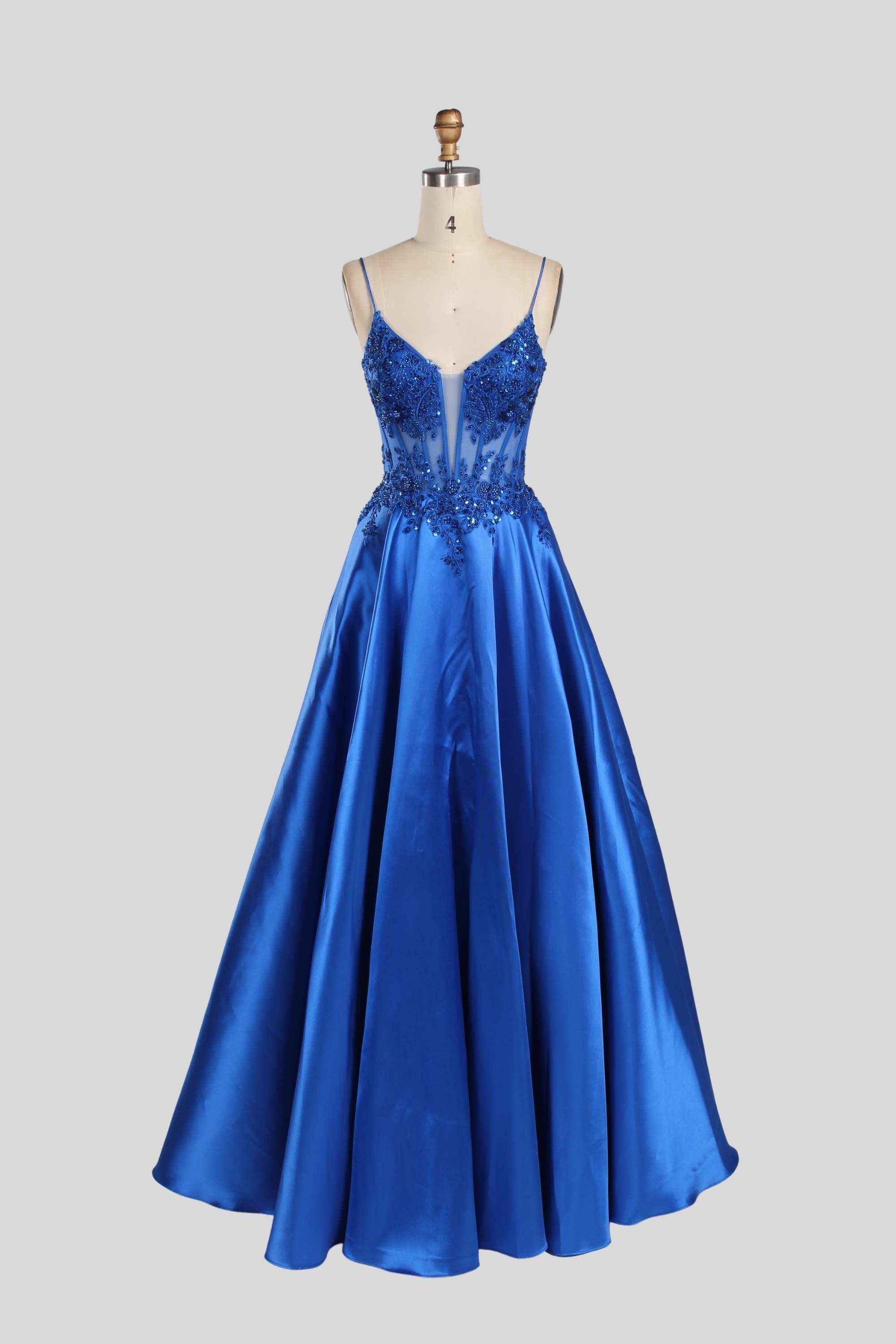 Portia Royal Blue Satin Ballgown by Jessica Stuart - Image 4