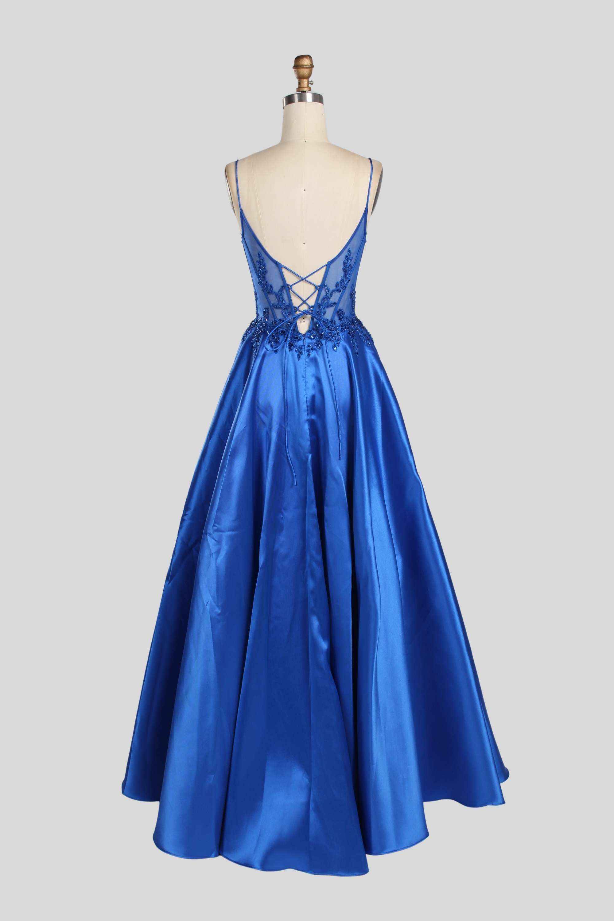 Portia Royal Blue Satin Ballgown by Jessica Stuart - Image 6