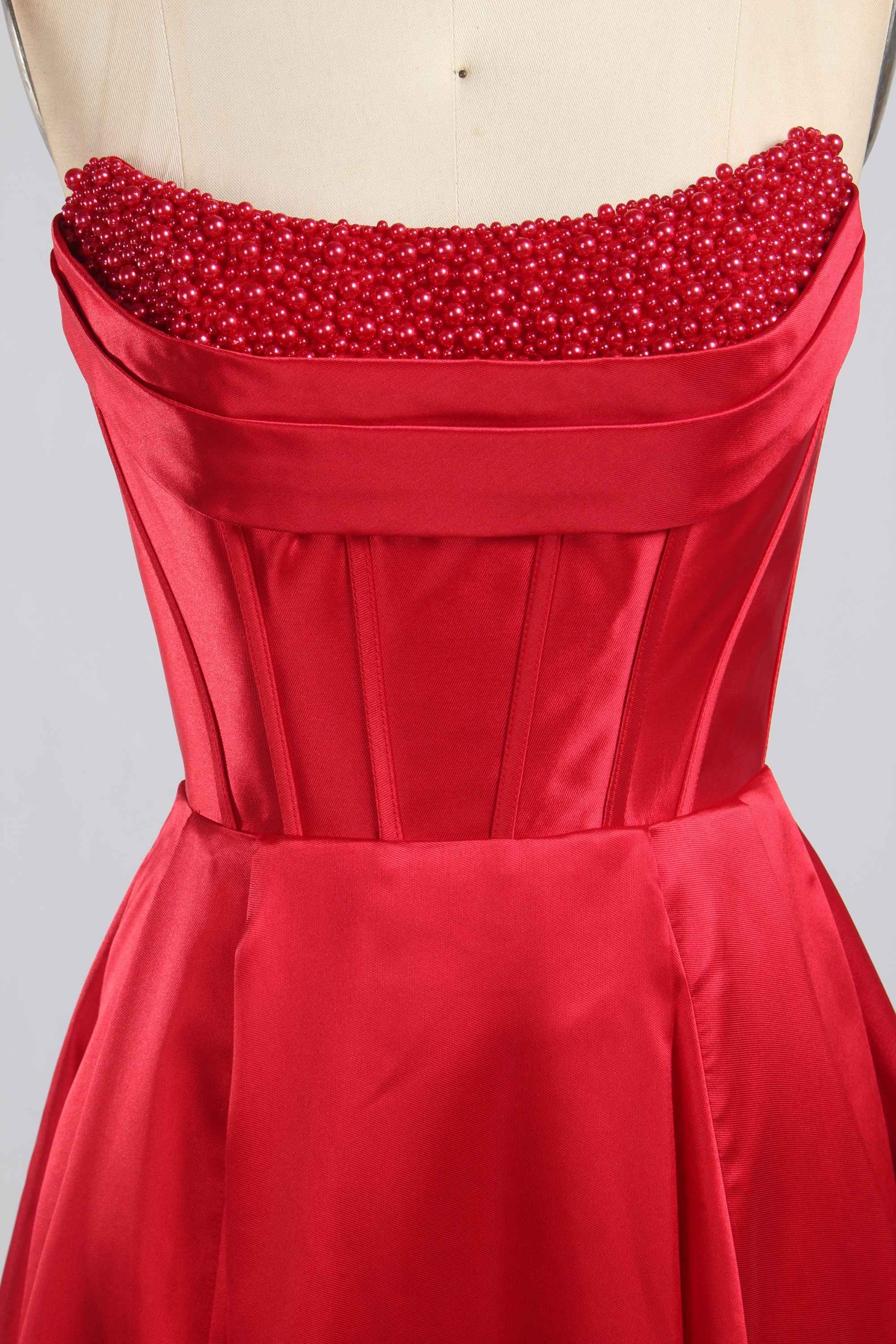 Jessica Stuart Ameilia Red Pearl Evening Gown - Image 5