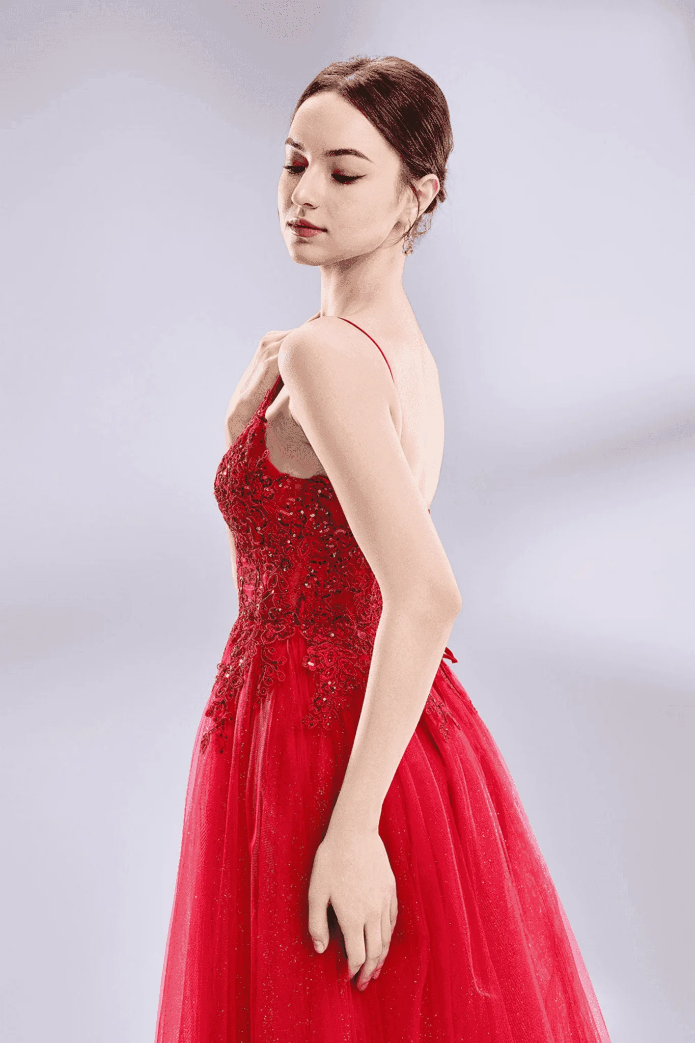 Jessica Stuart Nina Red Beaded Ball Gown - Image 3