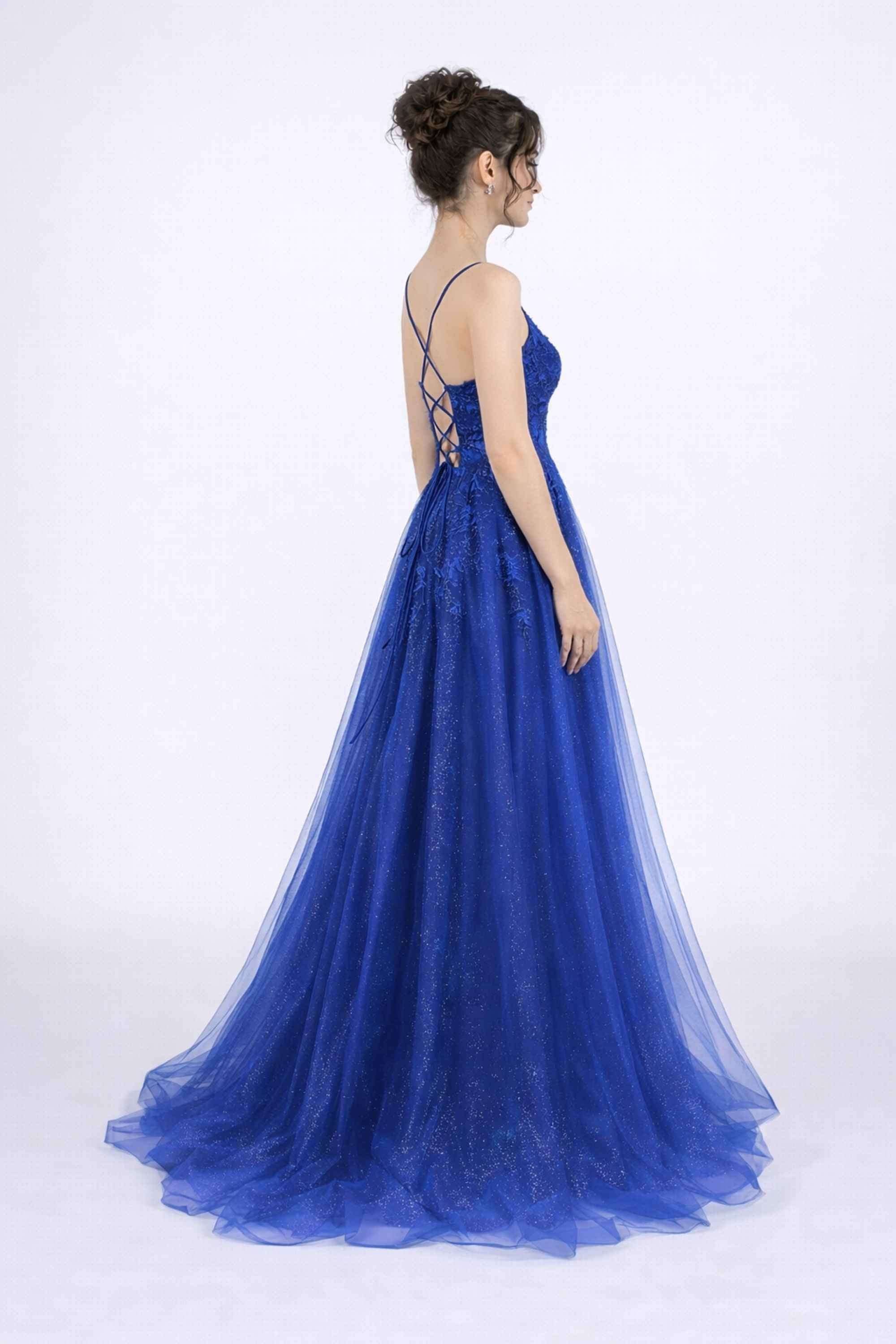 Joy Royal Blue Glitter Tulle Ballgown - Jessica Stuart - Image 3