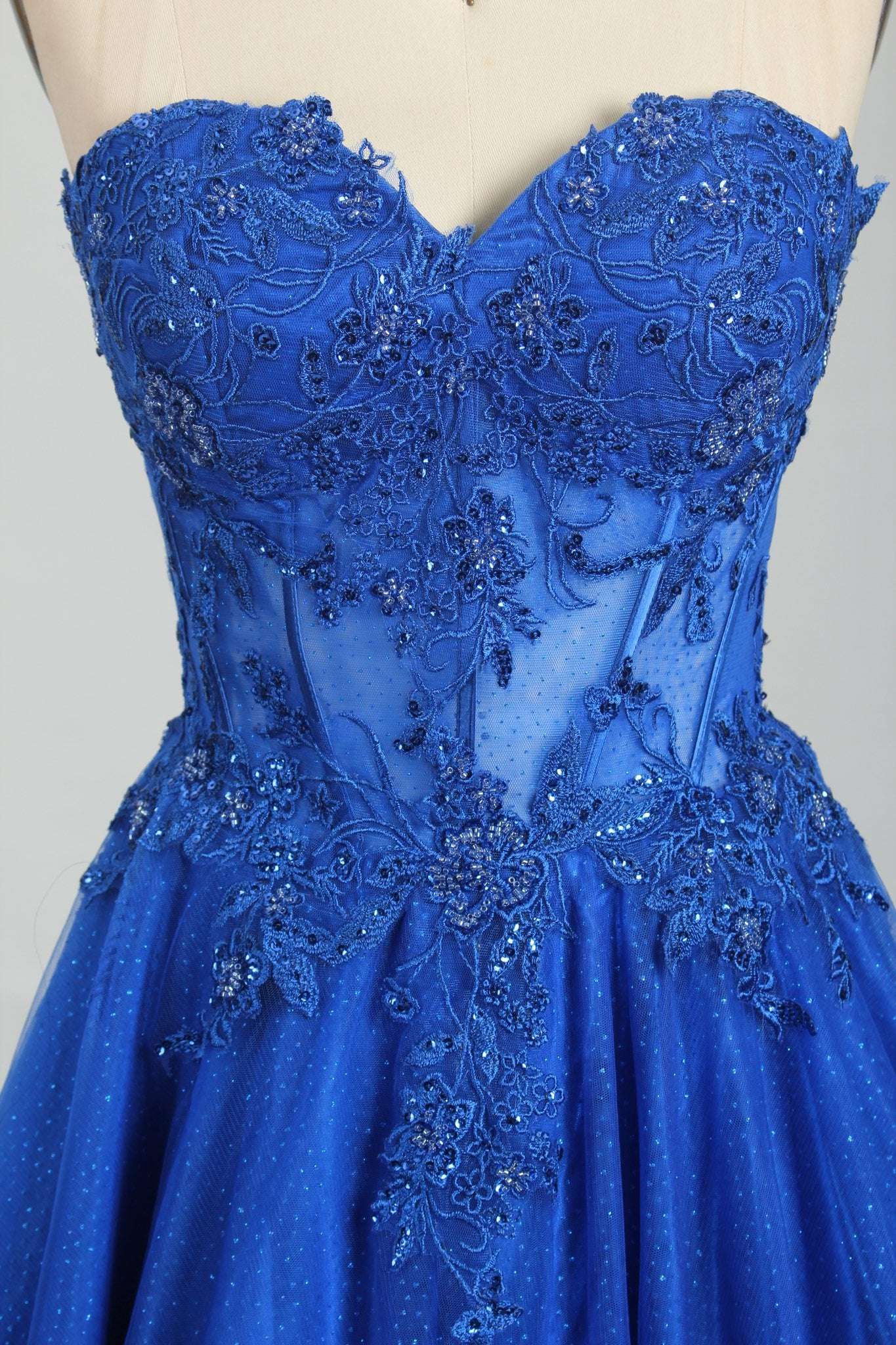 Leah Royal Blue Sweetheart Corset Ballgown - Image 5