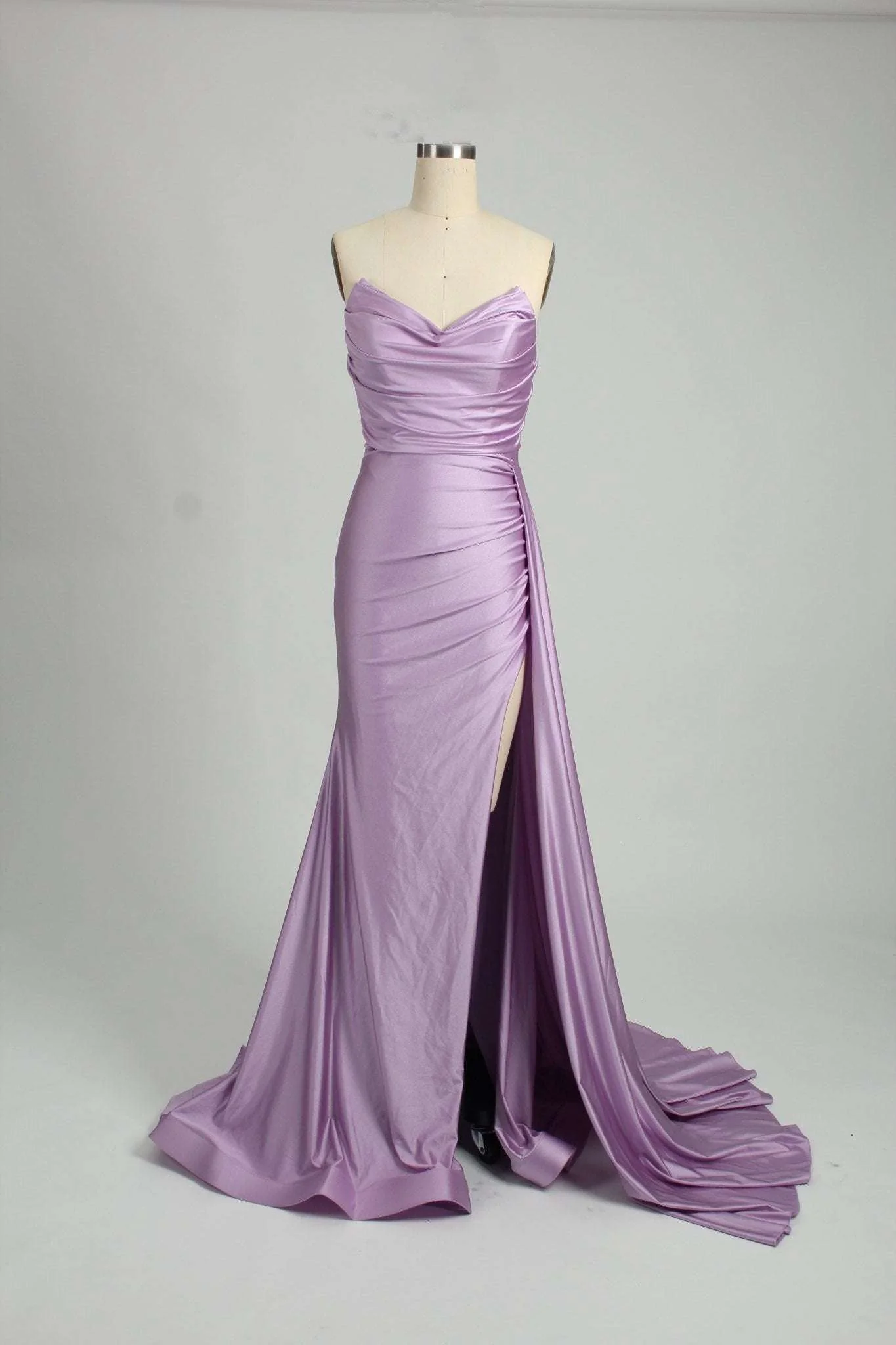 Lilac Strapless Satin Corset Prom Dress - Sienna - Image 4