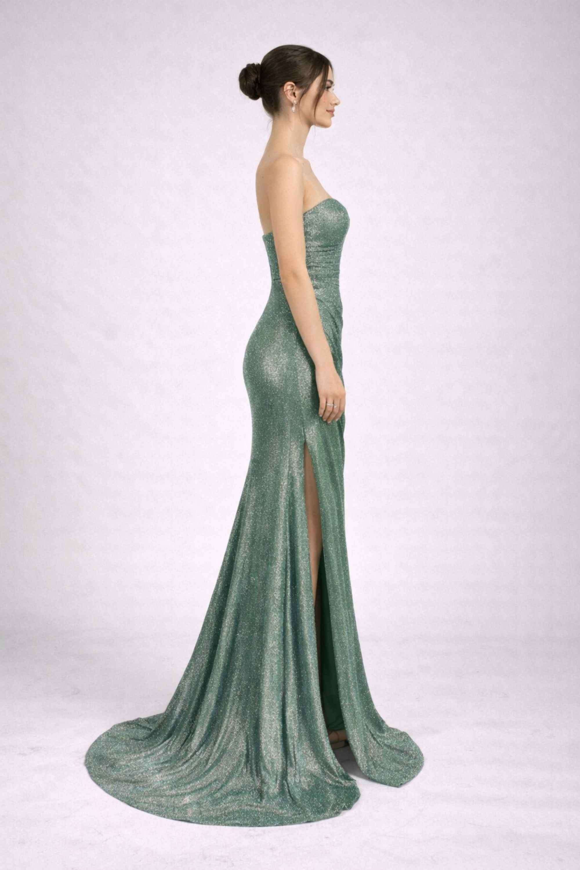 Luna Sage Strapless Glitter Dress - Jessica Stuart - Image 3