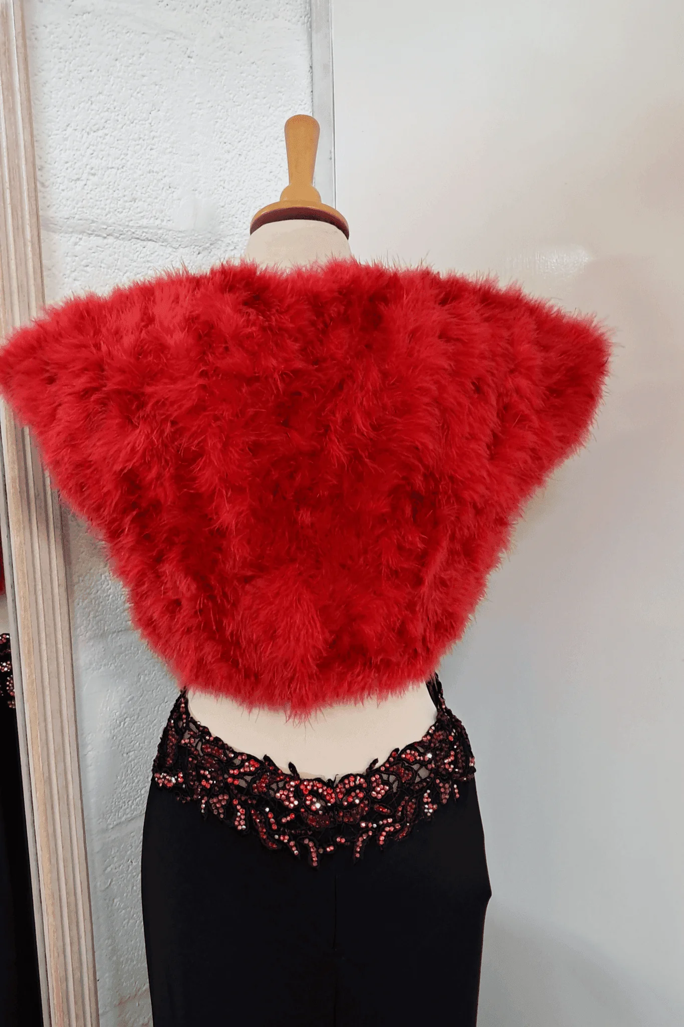 Feather Shrug FK042 in Red - Image 3