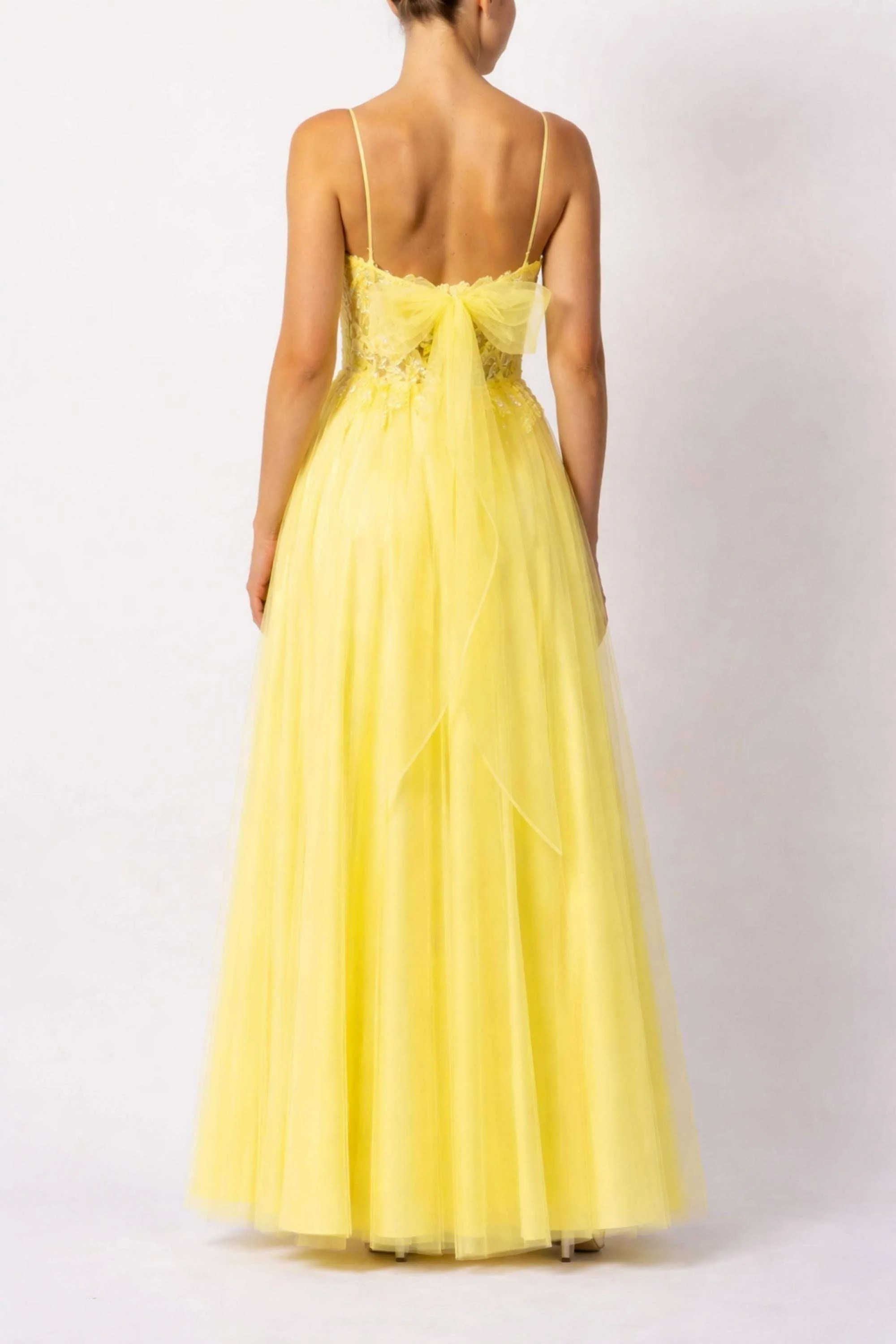 Mascara MC113525 Lemon Tie Back Tulle Prom Dress - Image 2