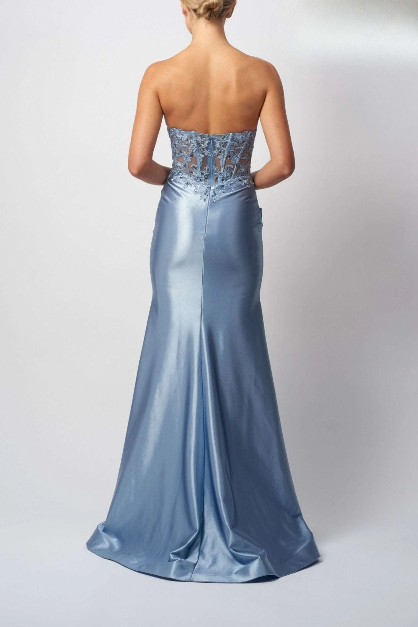Mascara MC11421 Ink Blue Beaded Embellished Prom Dress - Image 2