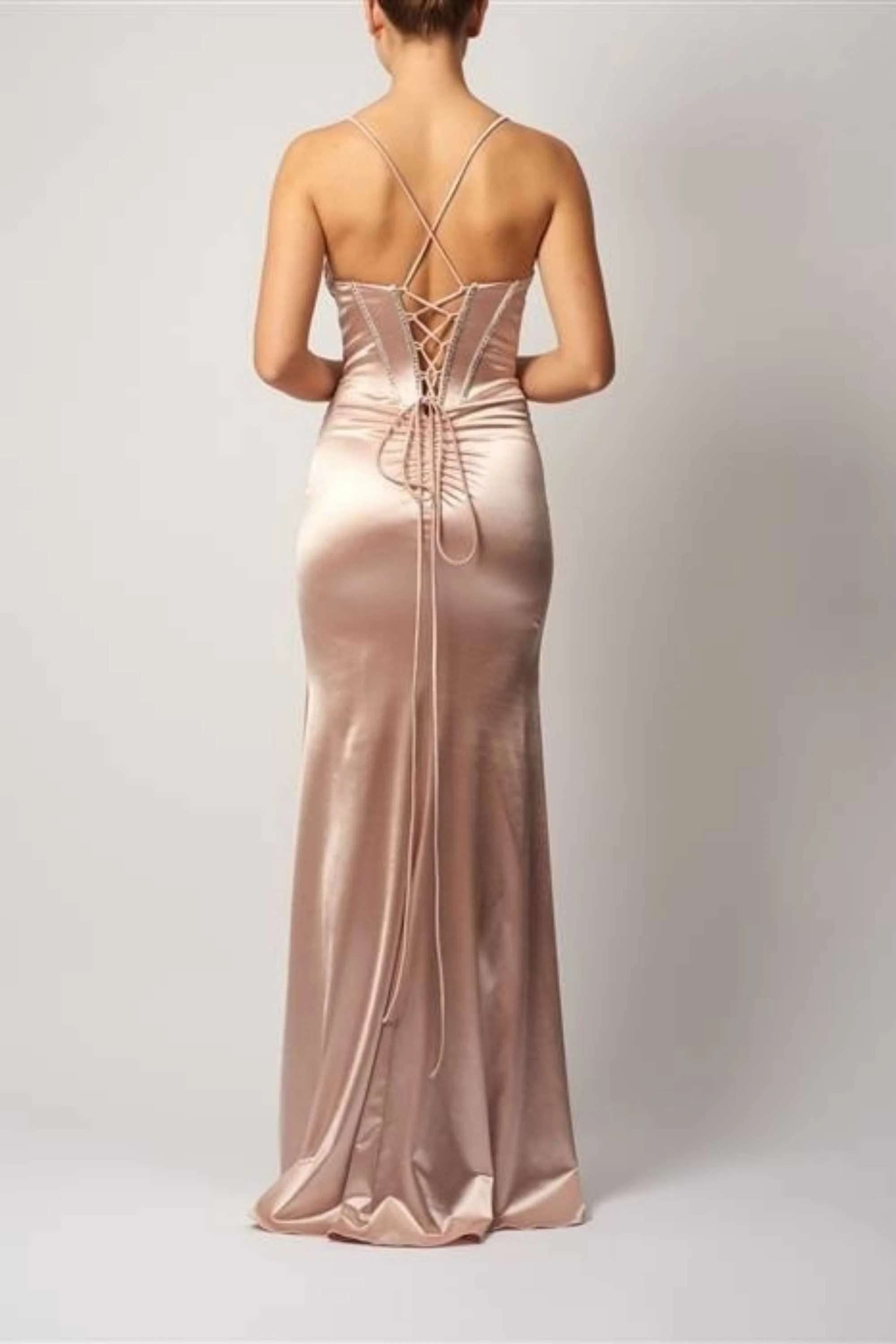 Mascara MC11442 Champagne Shiny Jersey Gown - Image 2