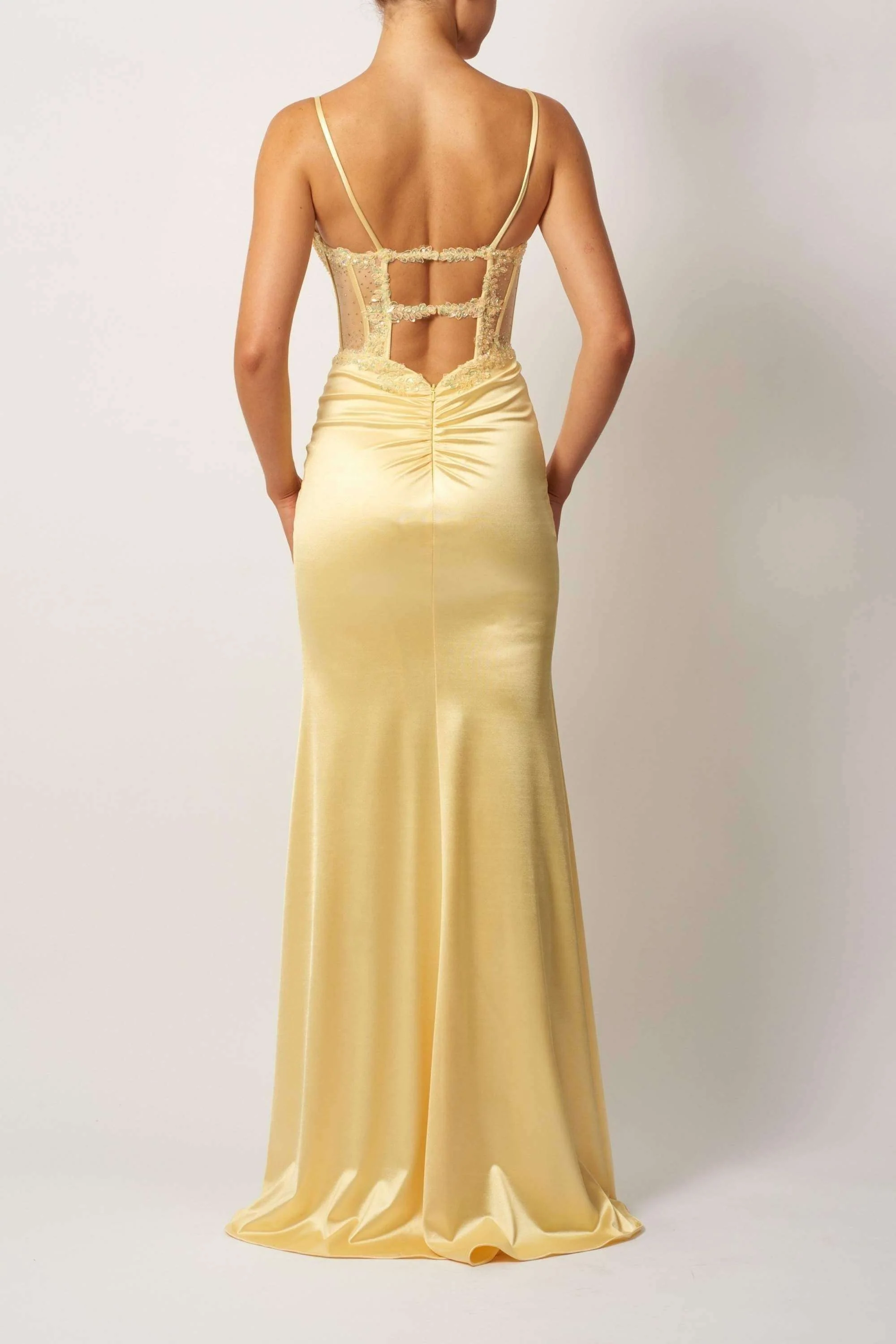 Elegant Yellow Corset Prom Dress Mascara MC11522 - Image 2