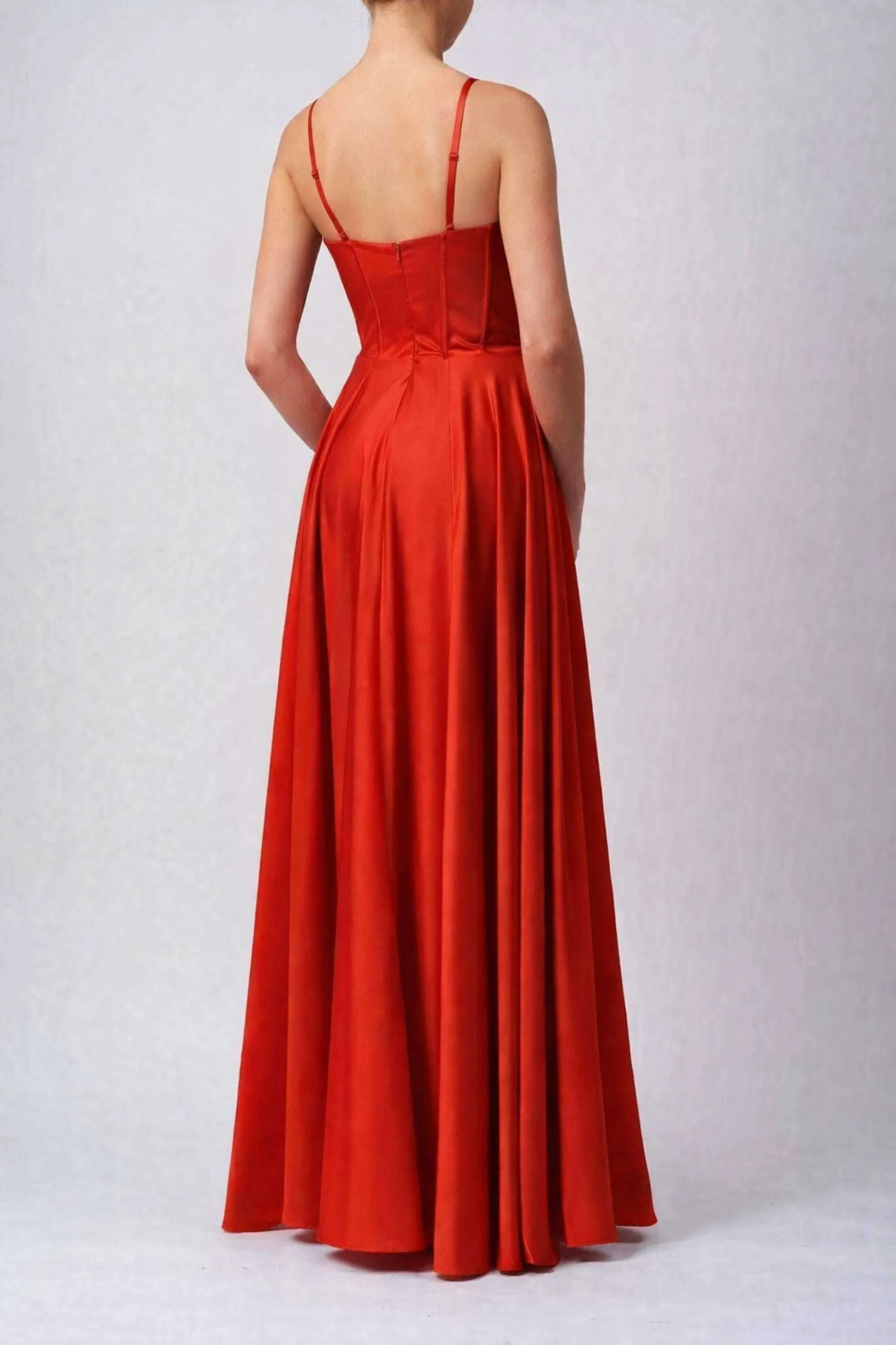 Mascara MC12314 Red Satin Corset Prom Dress - Image 2