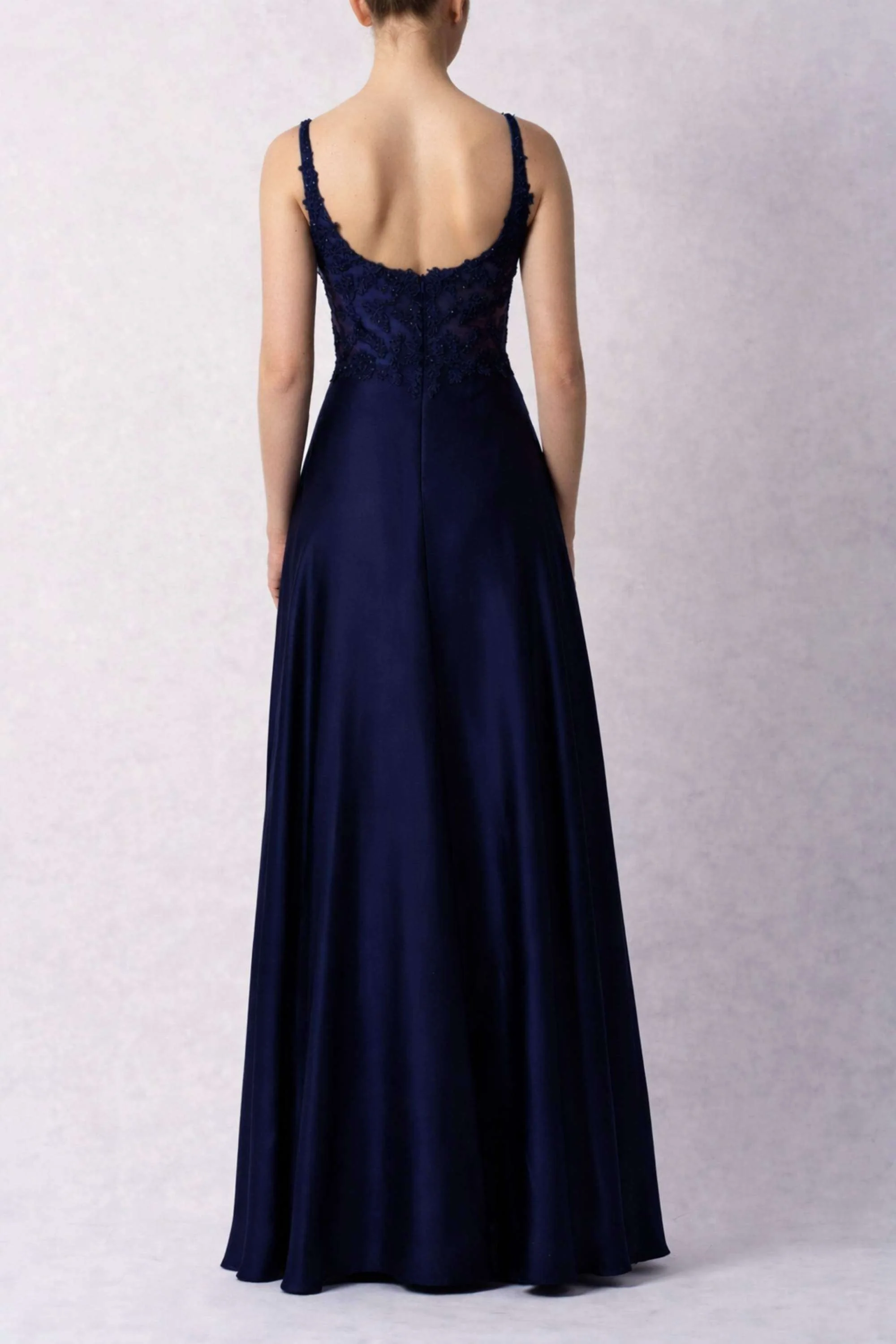 Satin Midnight Blue Gown by Mascara MC124410 - Image 2