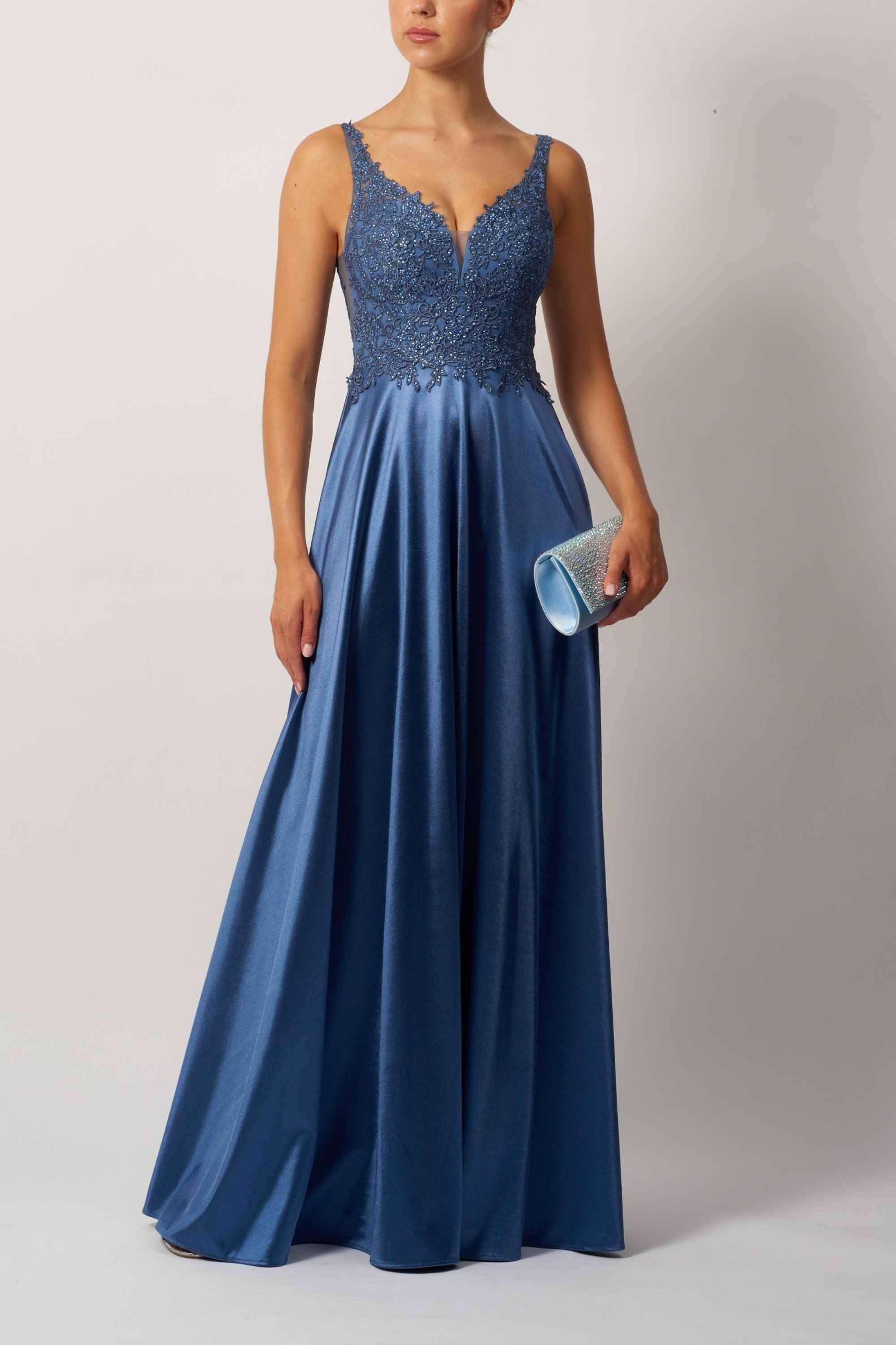 Mascara MC124412 Airforce Blue Satin Bridesmaid Dress