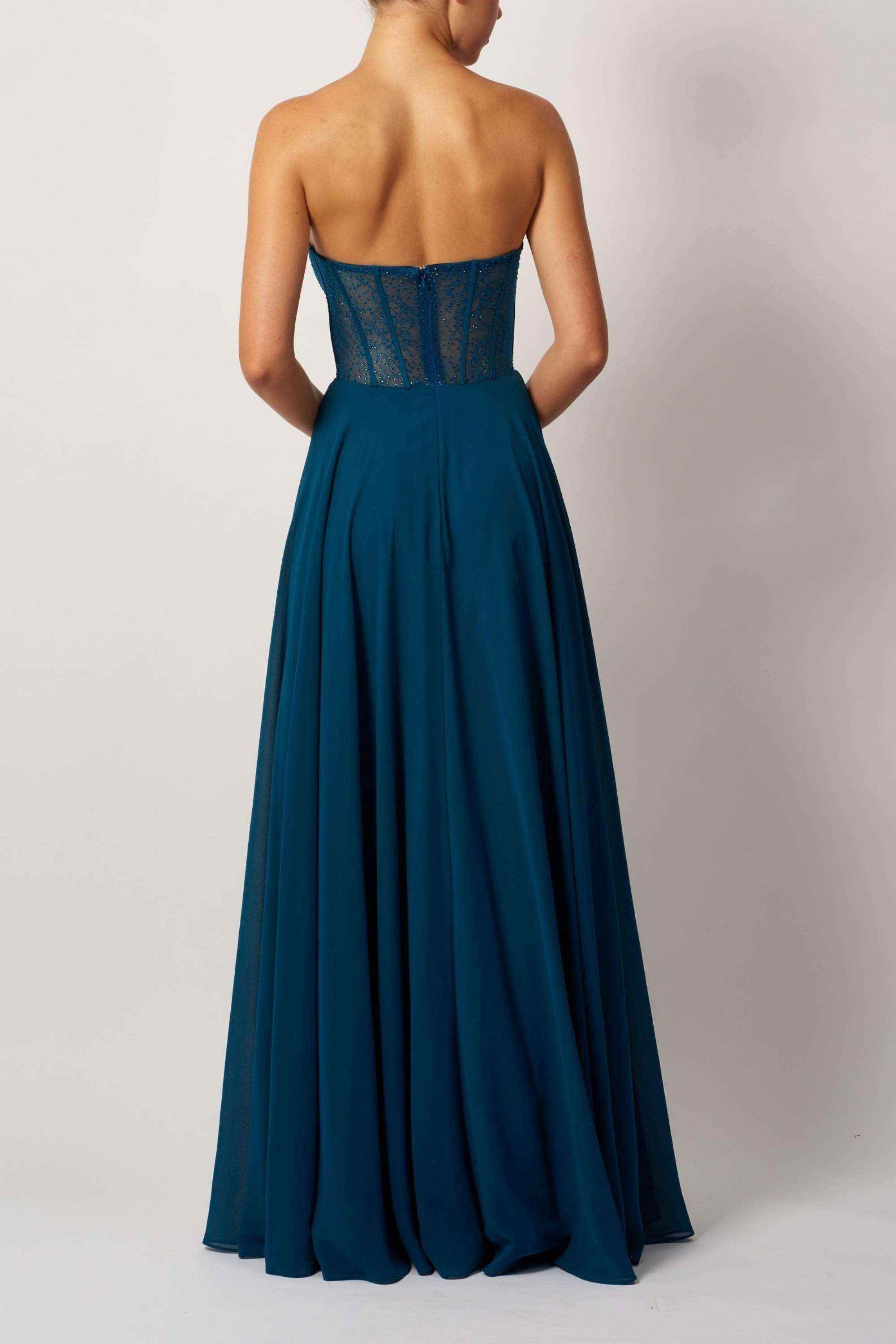 Mascara MC124414 Petrol Corset Lace Chiffon Dress - Image 2
