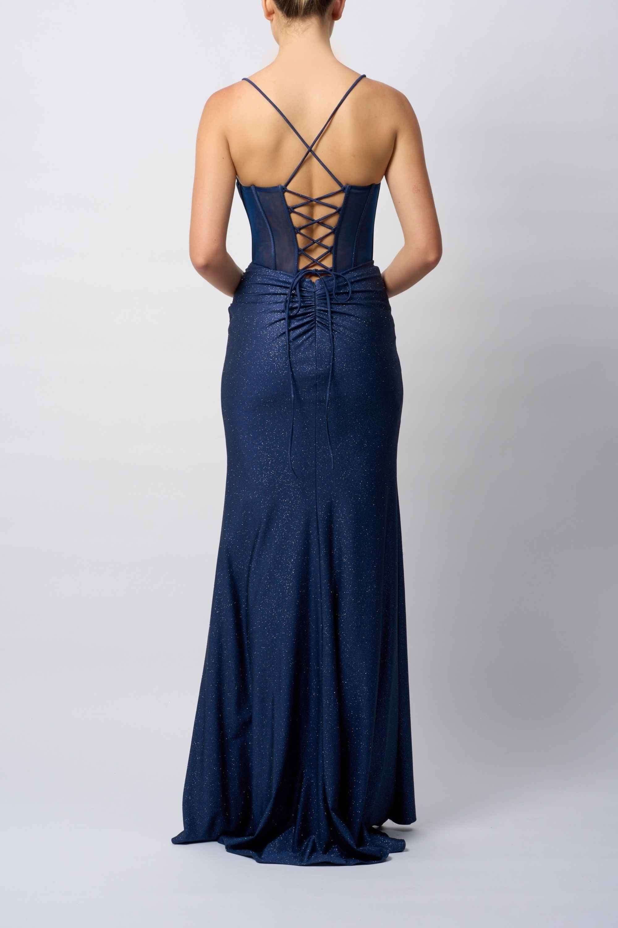 Mascara MC19427 Airforce Fitted tie back Jersey Prom Dress - Image 2