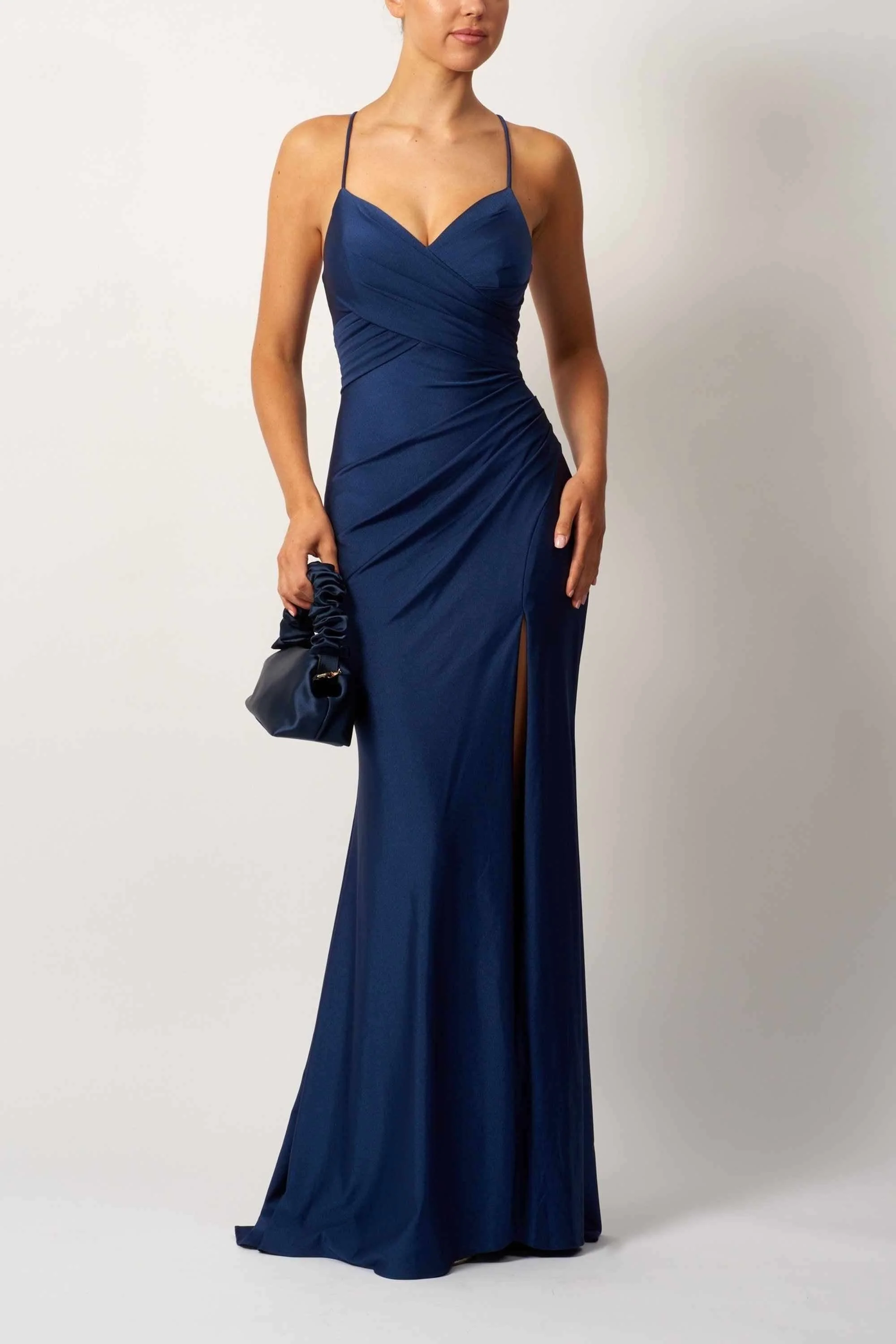 Mascara MC195113 Airforce Blue Cross pleat Jersey Dress