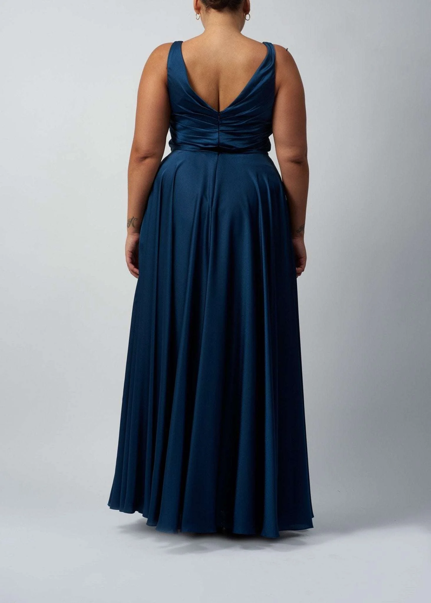 Airforce Blue Pleated Satin Ballgown MC5122077 - Image 2