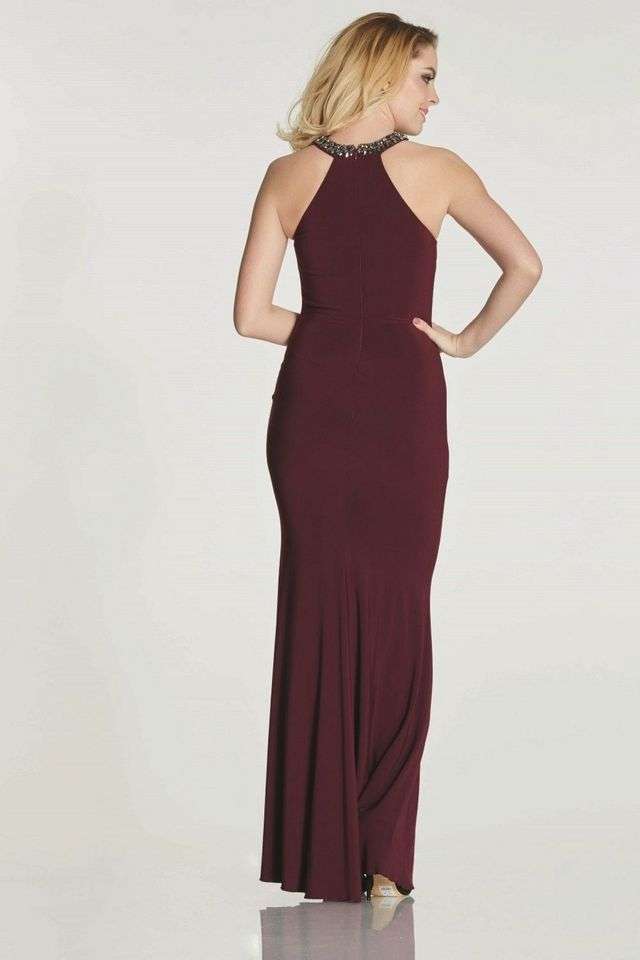 Wine Halter neck fitted dress - Gemma - Image 3