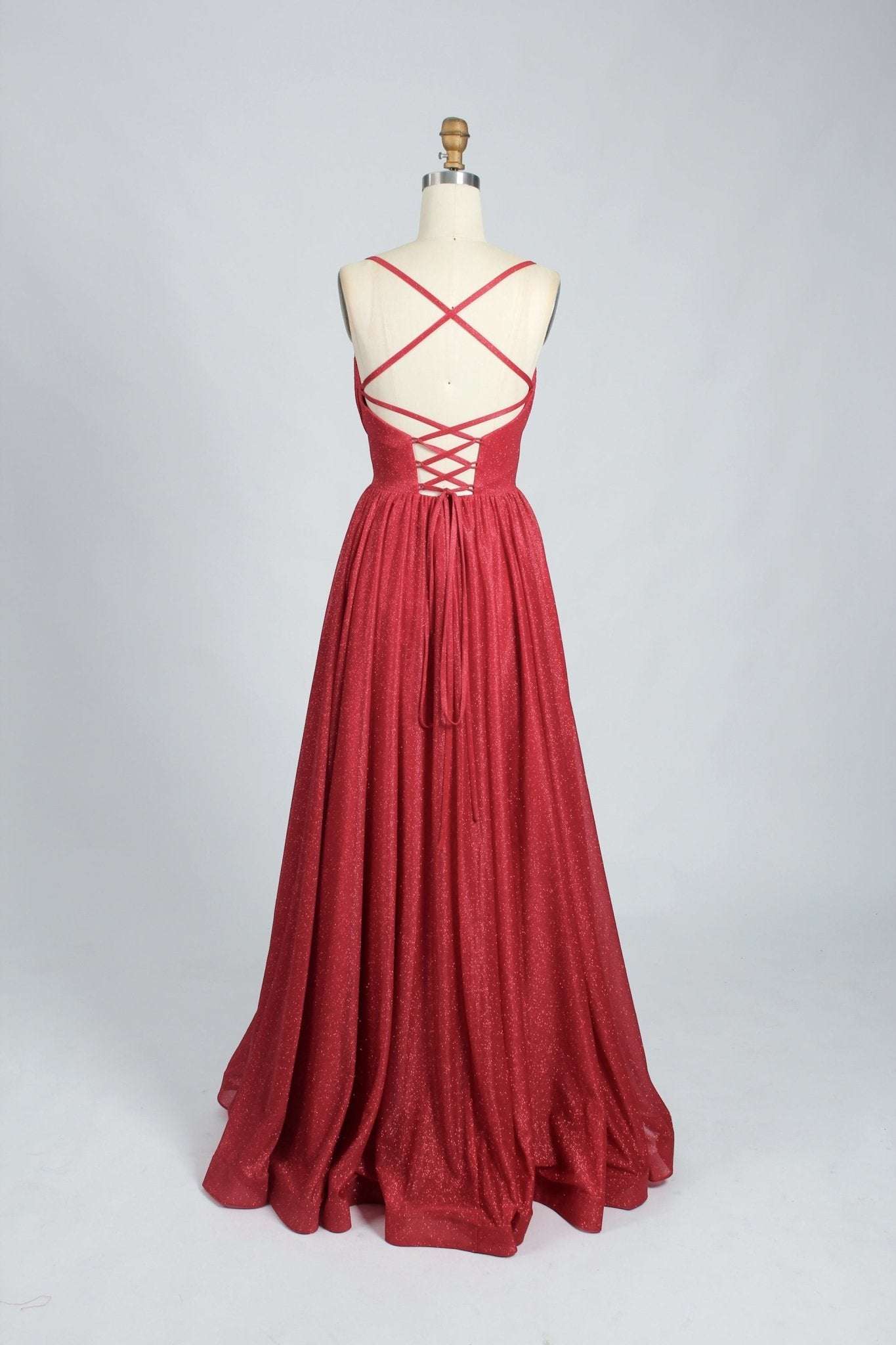 Red SABRINA Sweetheart Full Skirt Glitter Dress - Image 3