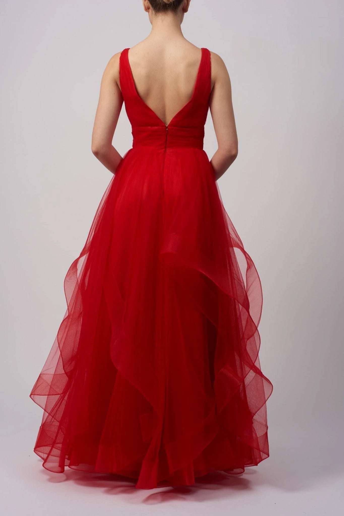 Mascara Red Tiered Tulle Ballgown MC11207 - Image 2