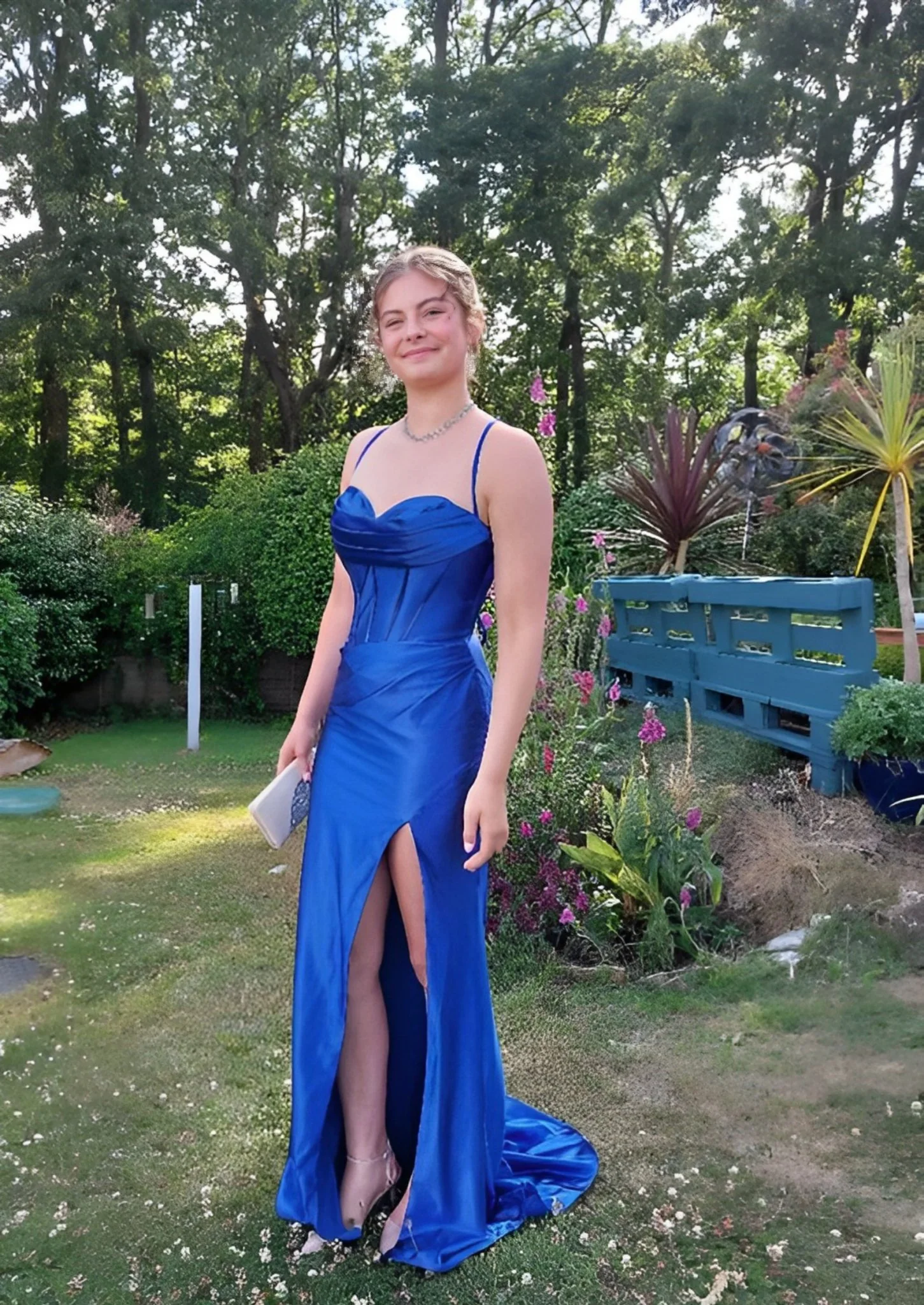 Royal Blue Corset Satin Prom Dress KELLIE - Image 5