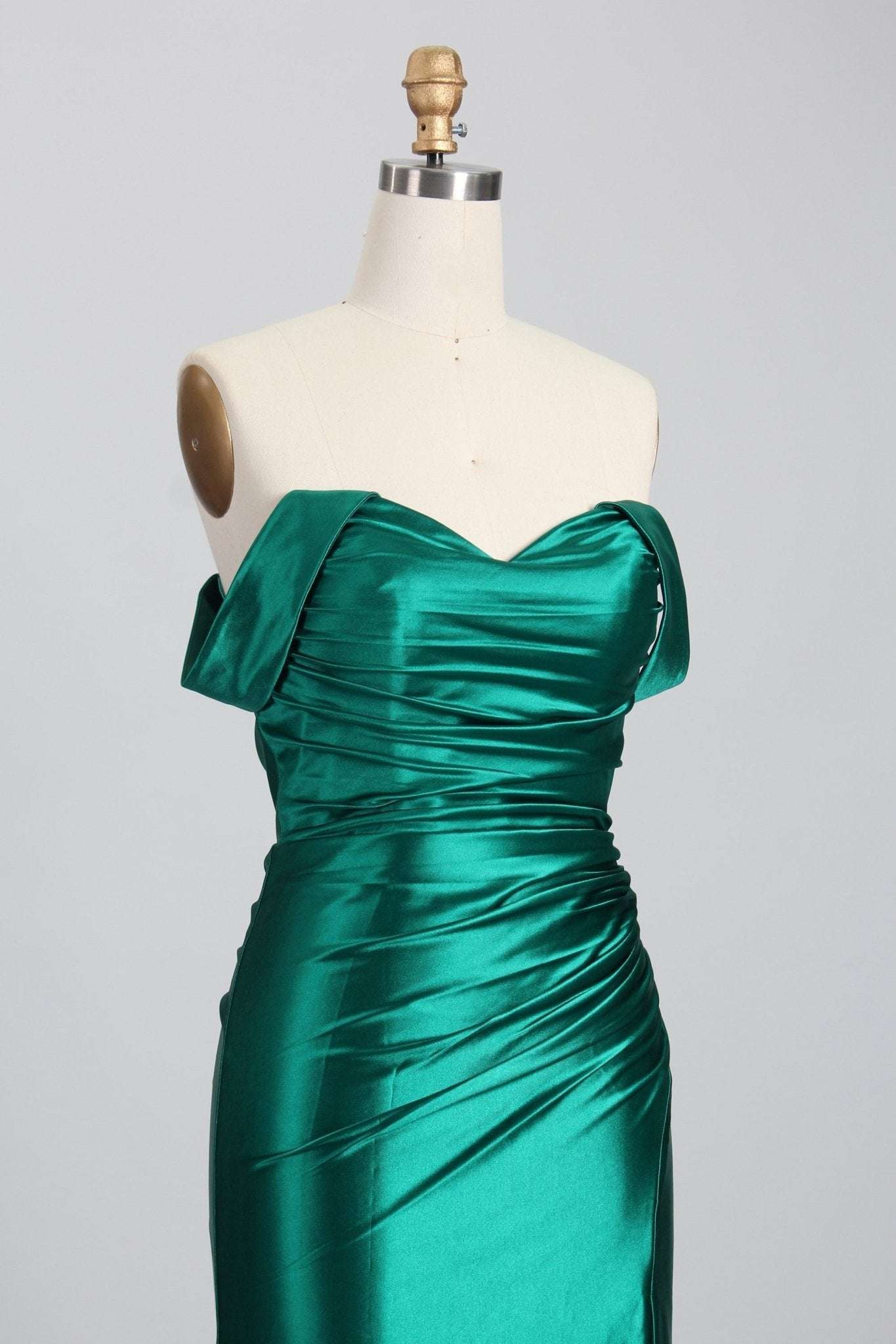 Ruby Green Off-Shoulder Satin Evening Dress by Jessica Stuart - Image 6