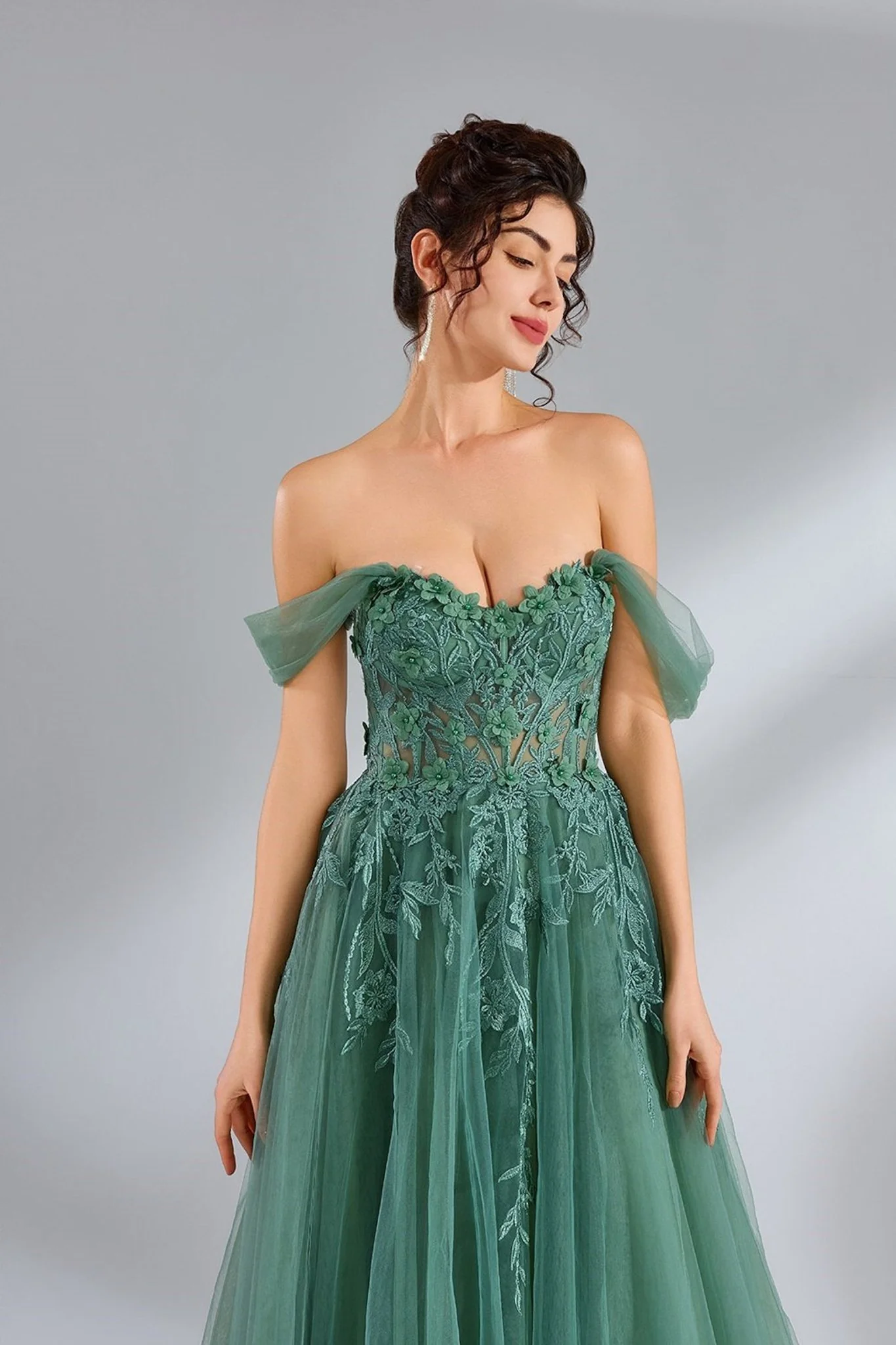 Sage Green YLONA Corset Top Tulle Dress - Image 4