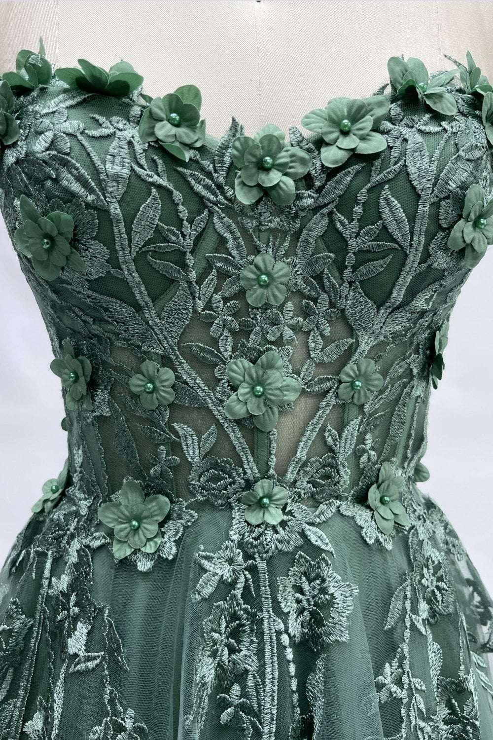 Sage Green YLONA Corset Top Tulle Dress - Image 5