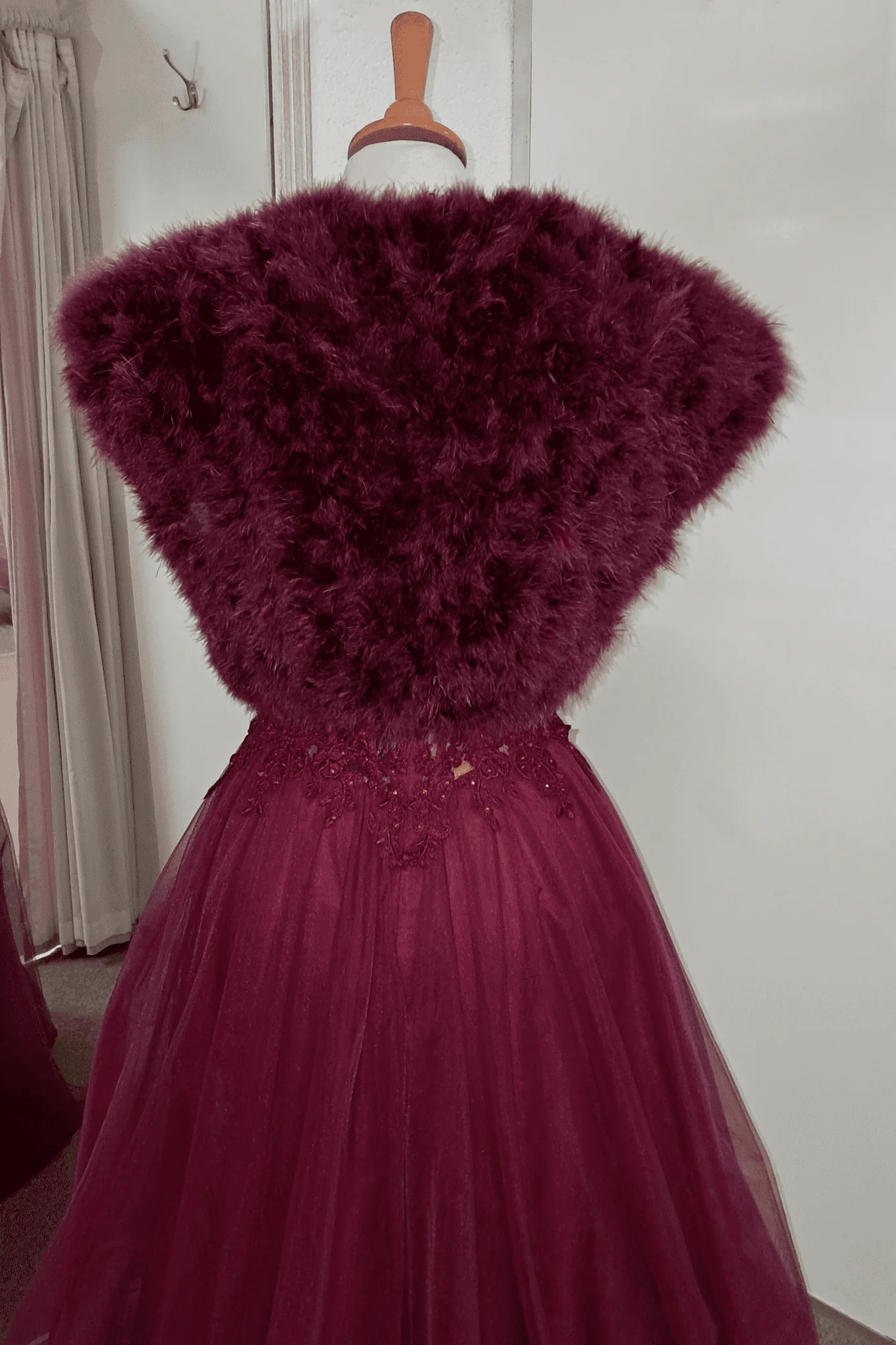 Feather Ladies Shrug Wine with capped sleeves FK042 - Image 4