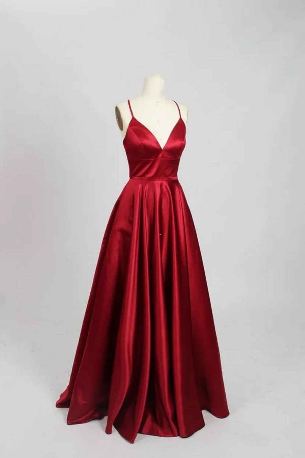 Wine AVA 32636 Full skirted open back dress - Image 4