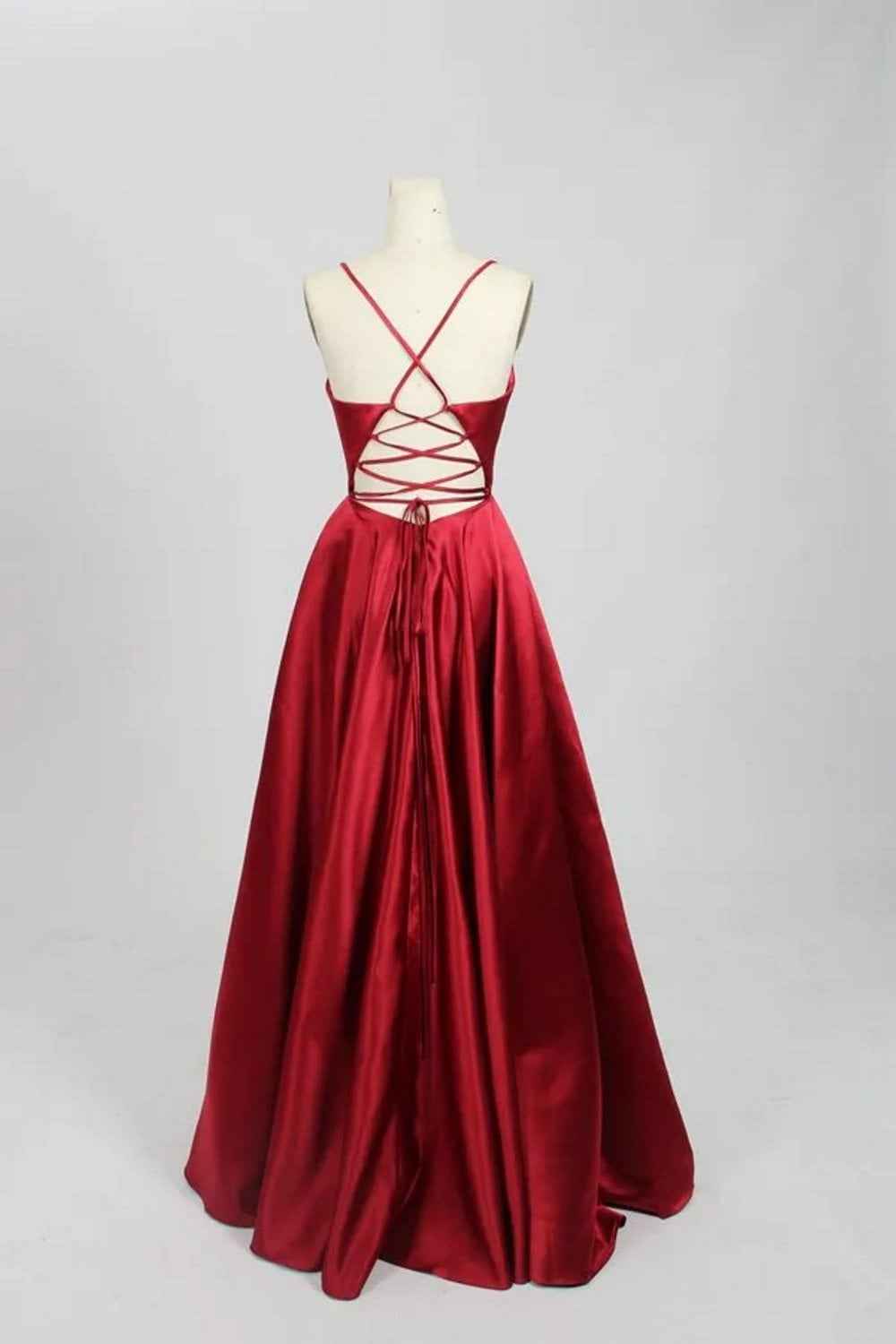 Wine AVA 32636 Full skirted open back dress - Image 6